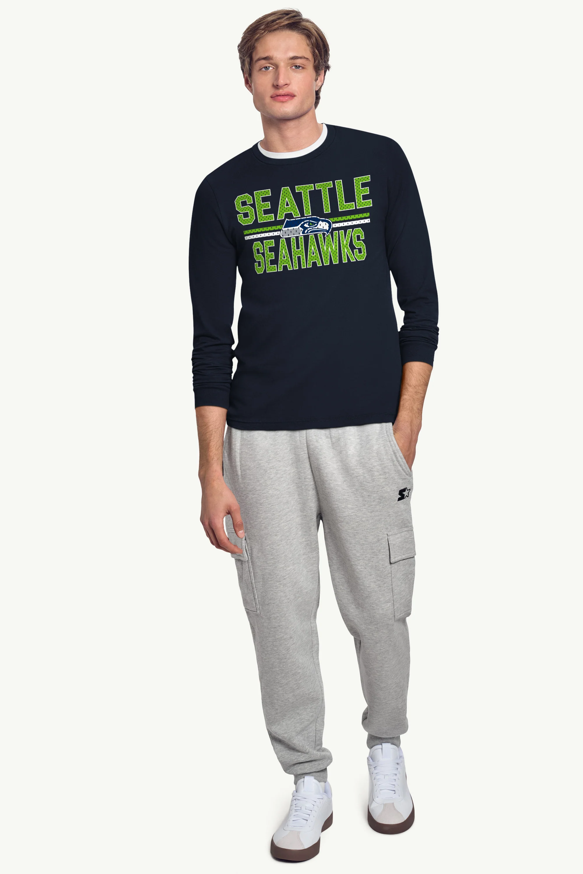MENS SEATTLE SEAHAWKS MESH LOOK LONG SLEEVE T SHIRT - Image 3