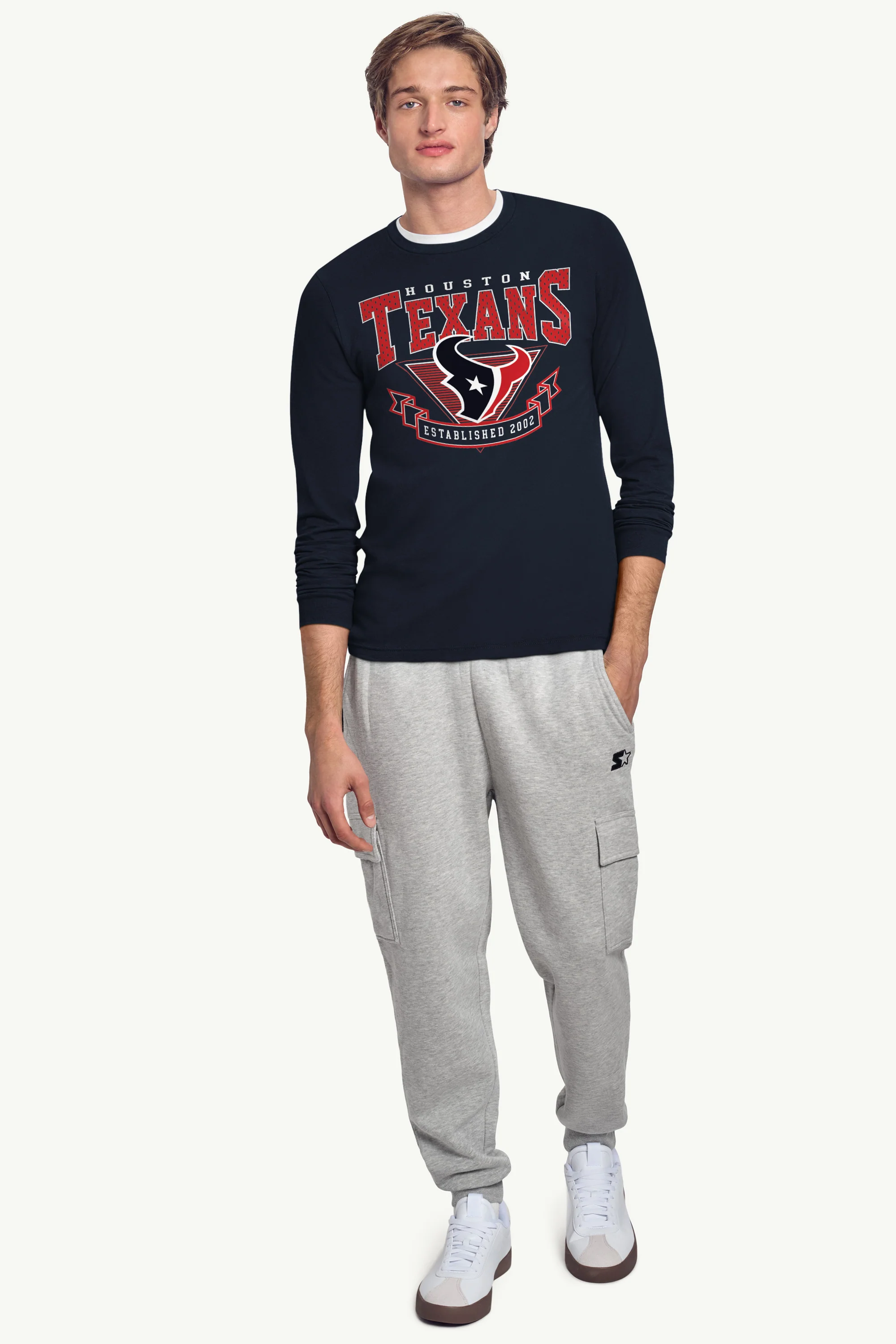 MENS HOUSTON TEXANS 80's INSPIRED LONG SLEEVE T SHIRT - Image 3
