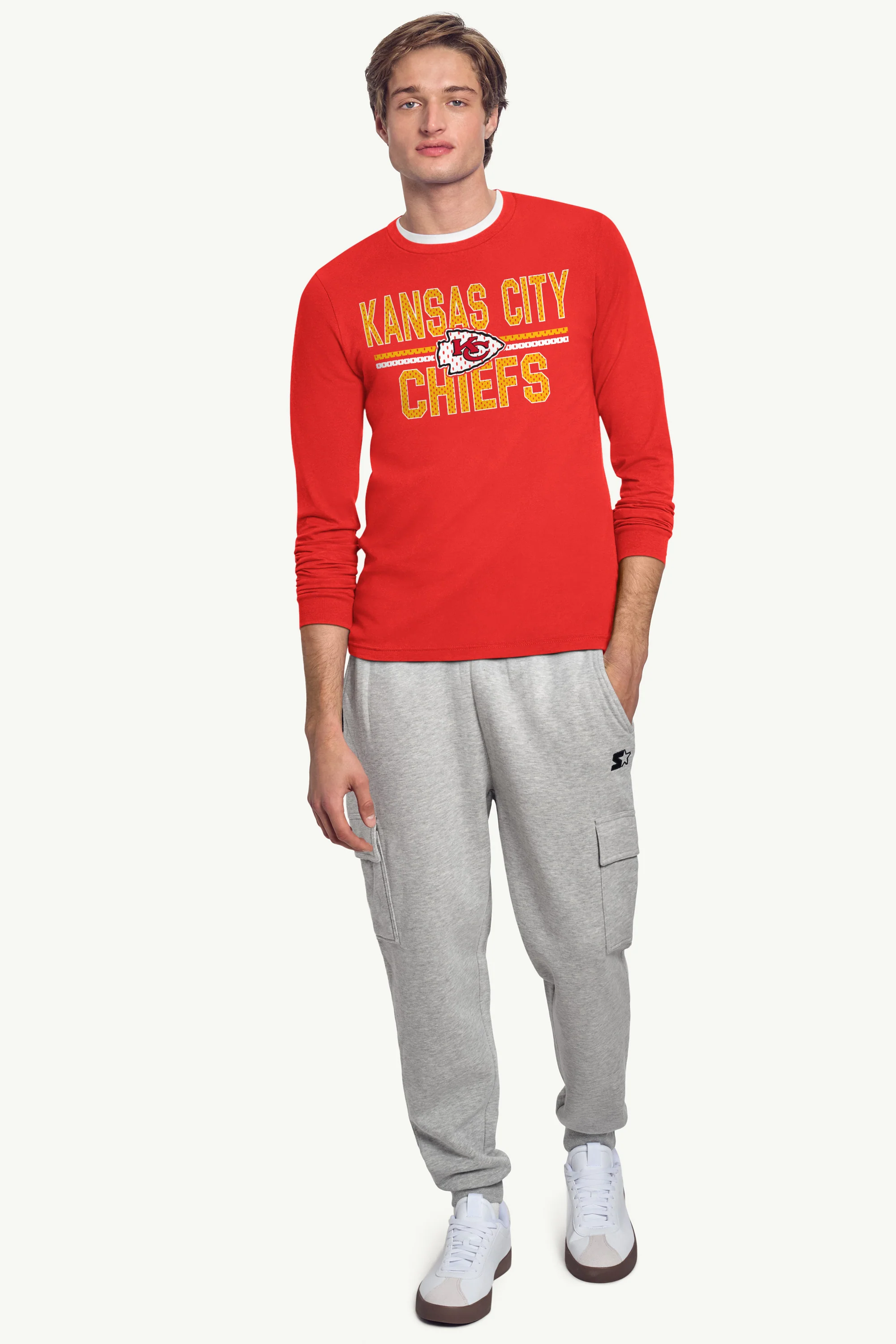 MENS KANSAS CITY CHIEFS MESH LOOK LONG SLEEVE T SHIRT - Image 3