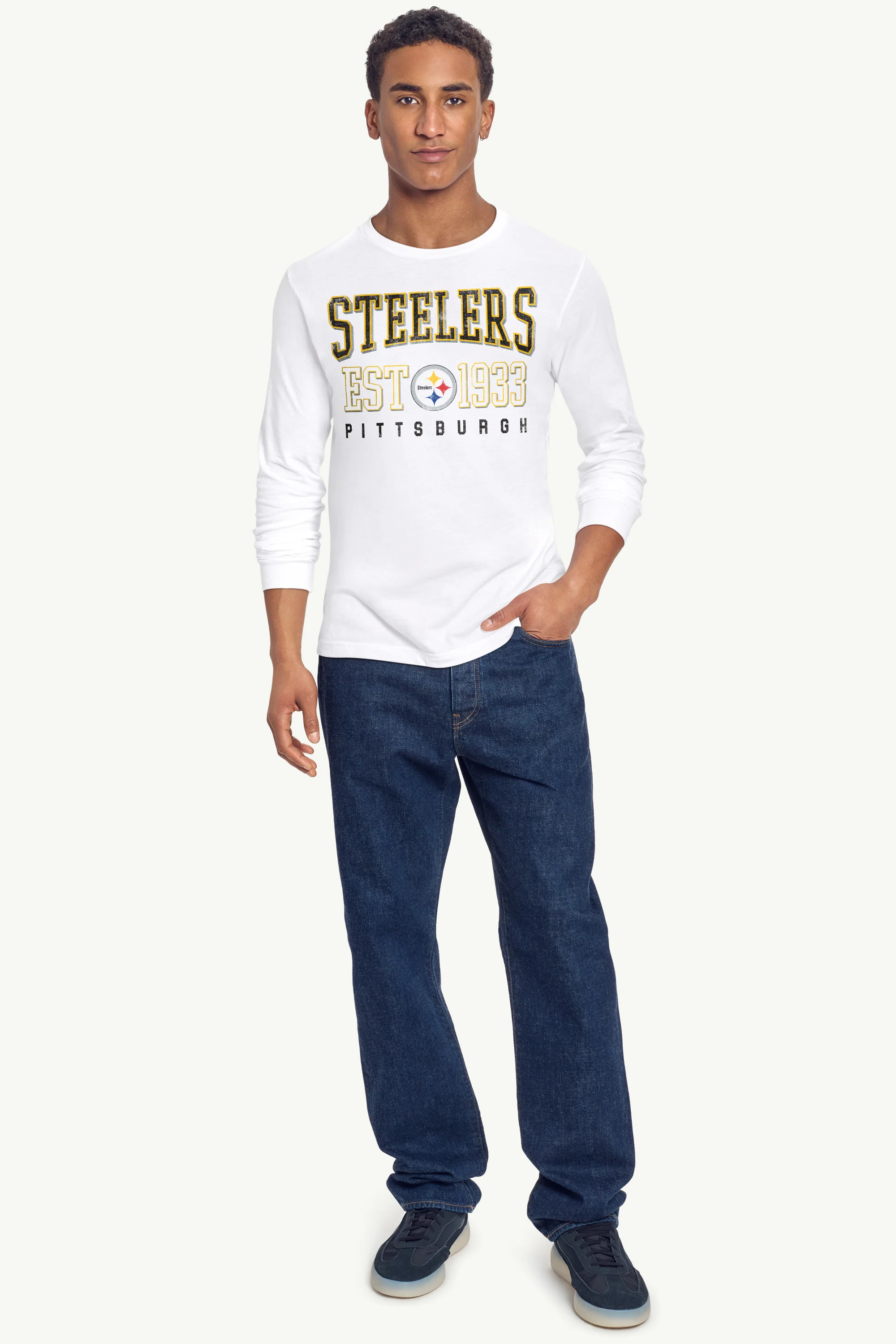MENS PITTSBURGH STEELERS RETRO LONG SLEEVE T SHIRT - Image 3