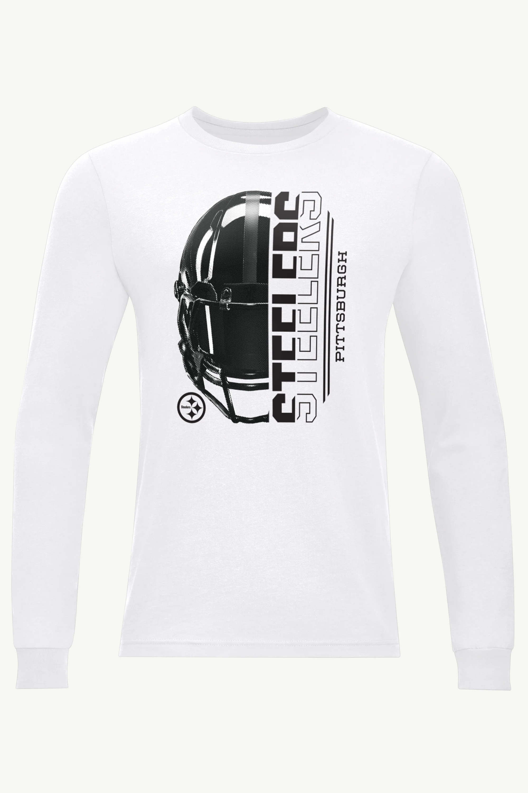 MENS PITTSBURGH STEELERS HALF HELMET LONG SLEEVE T SHIRT