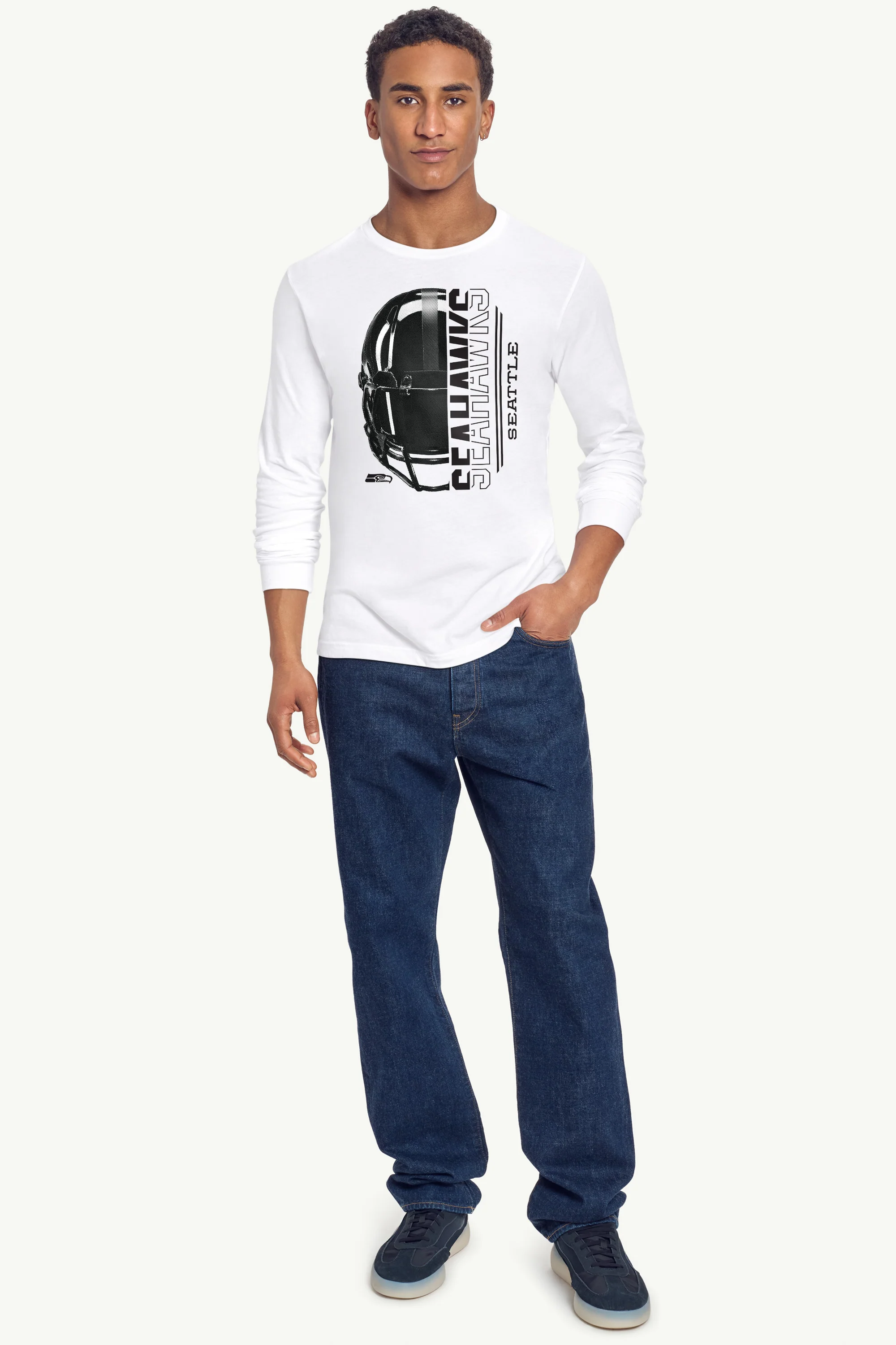 MENS SEATTLE SEAHAWKS HALF HELMET LONG SLEEVE T SHIRT - Image 3
