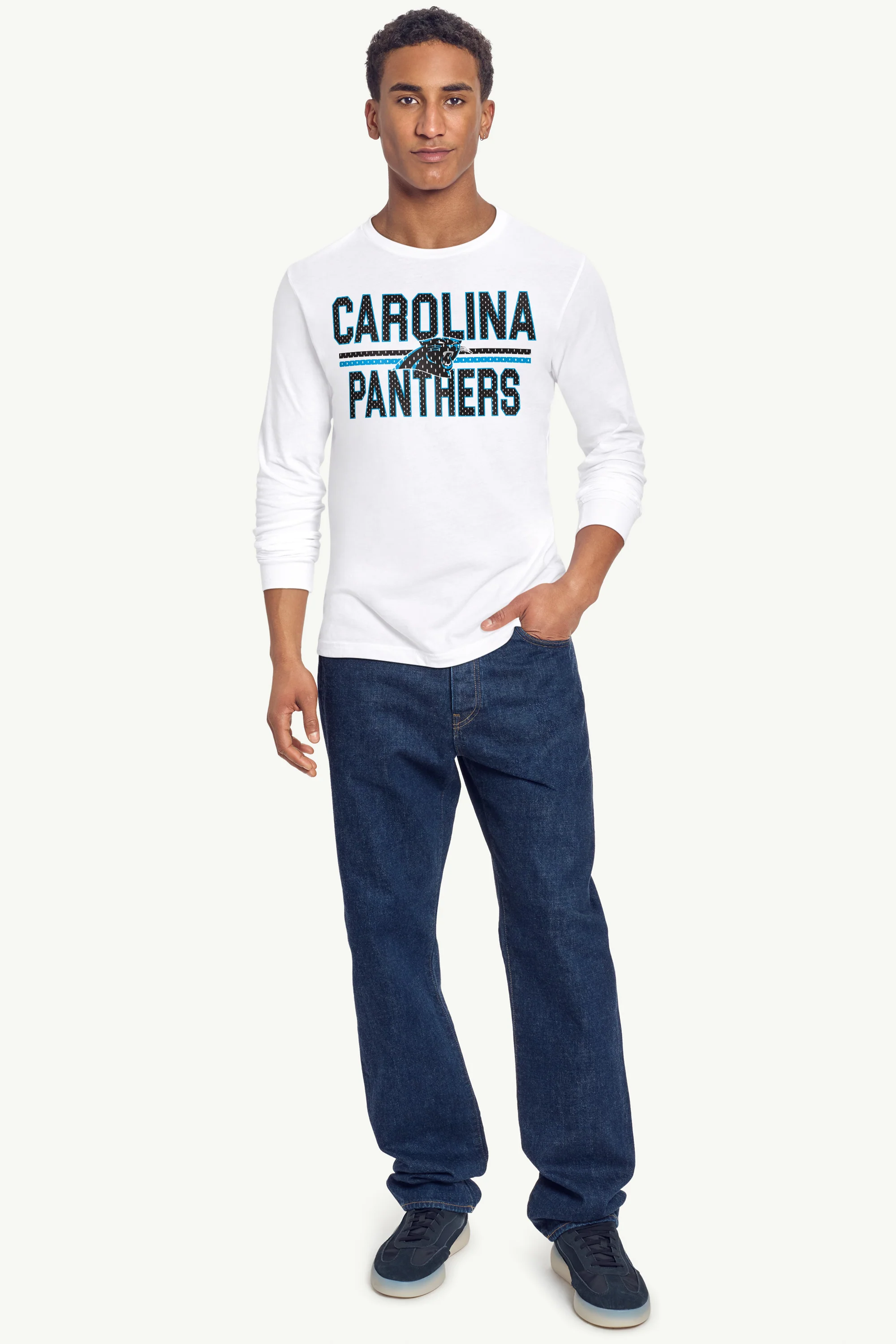 MENS CAROLINA PANTHERS MESH LOOK LONG SLEEVE T SHIRT - Image 3