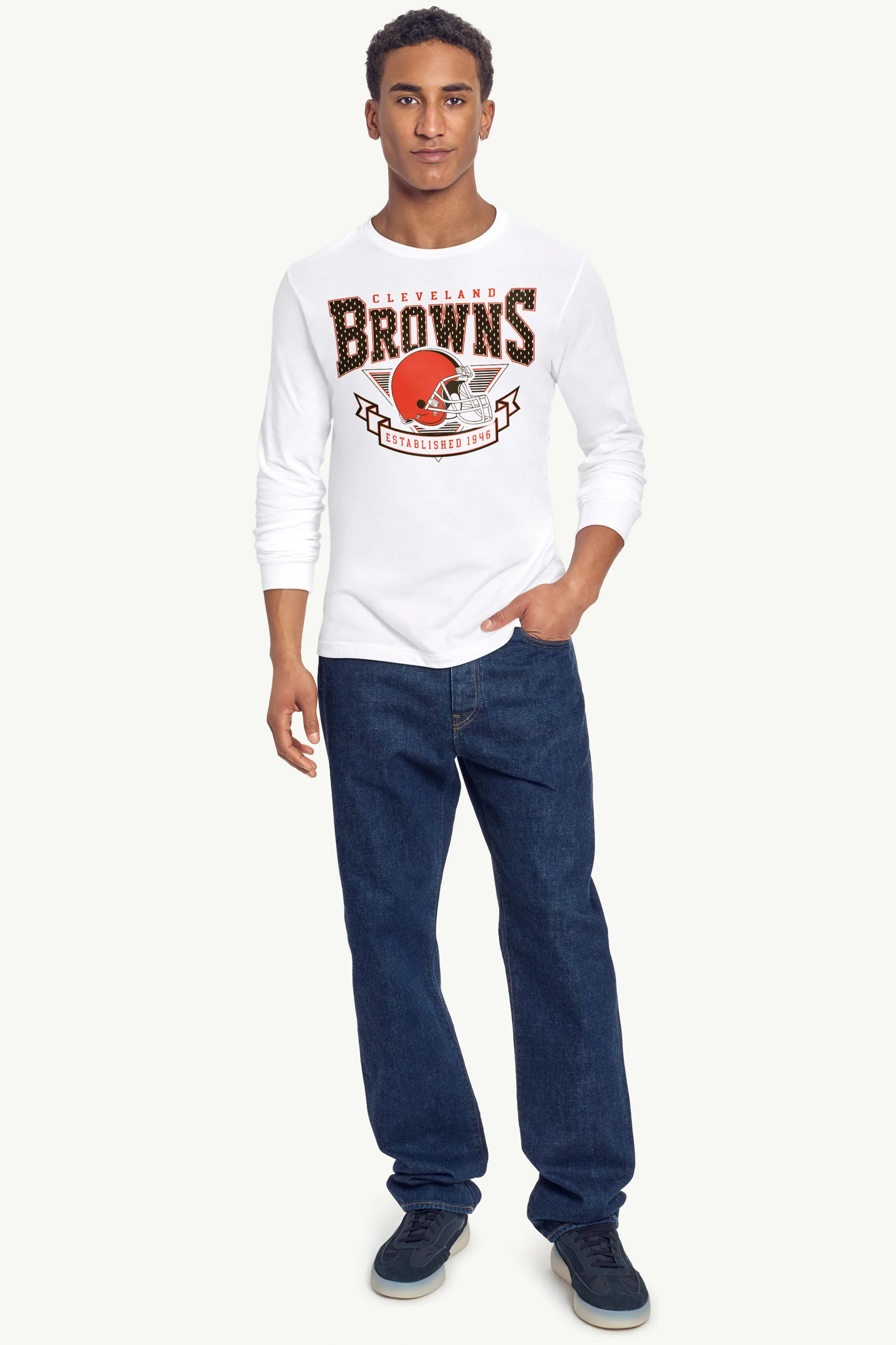 MENS CLEVELAND BROWNS 80's INSPIRED LONG SLEEVE T SHIRT - Image 4