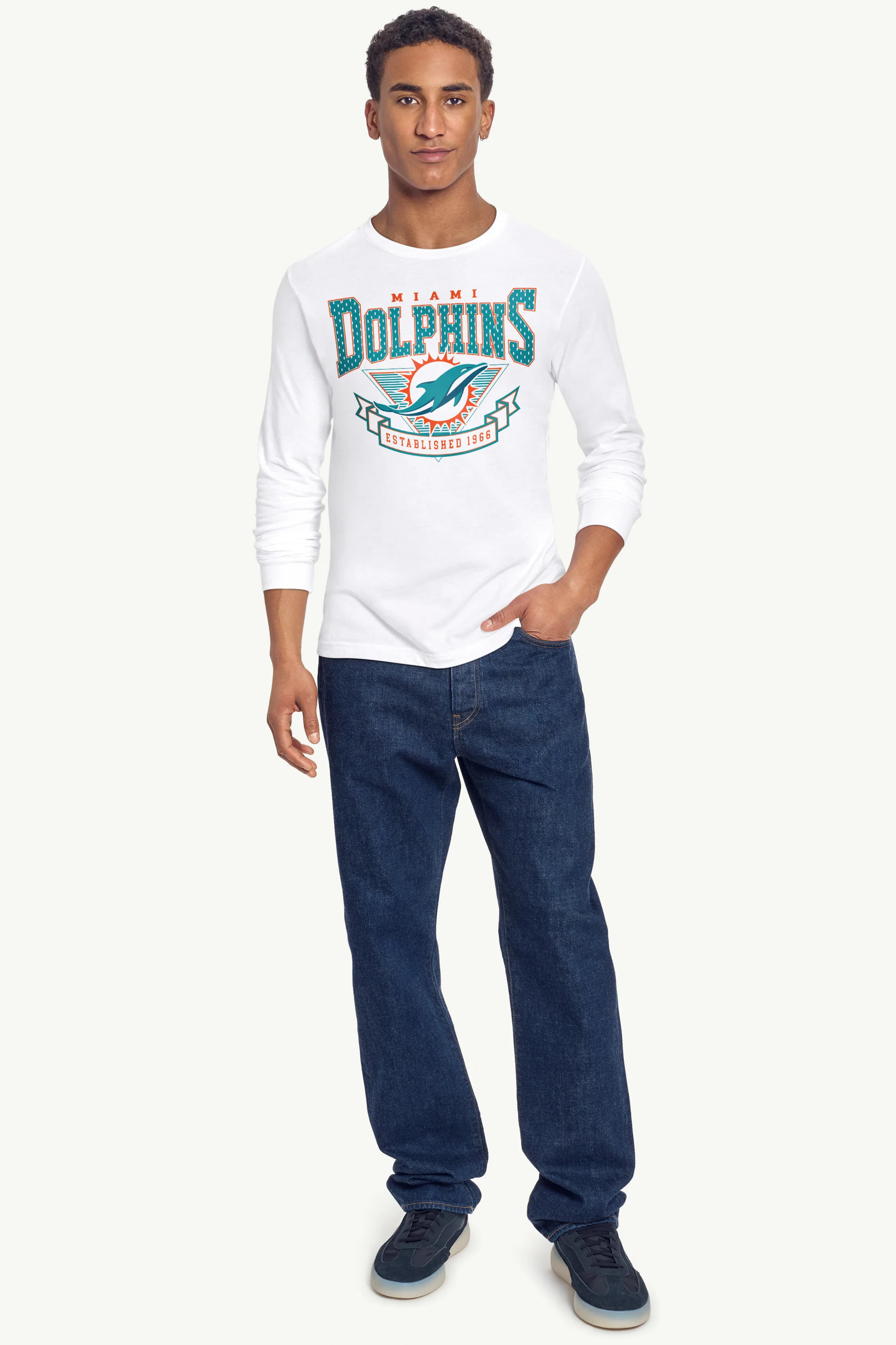MENS MIAMI DOLPHINS 80's INSPIRED LONG SLEEVE T SHIRT - Image 3