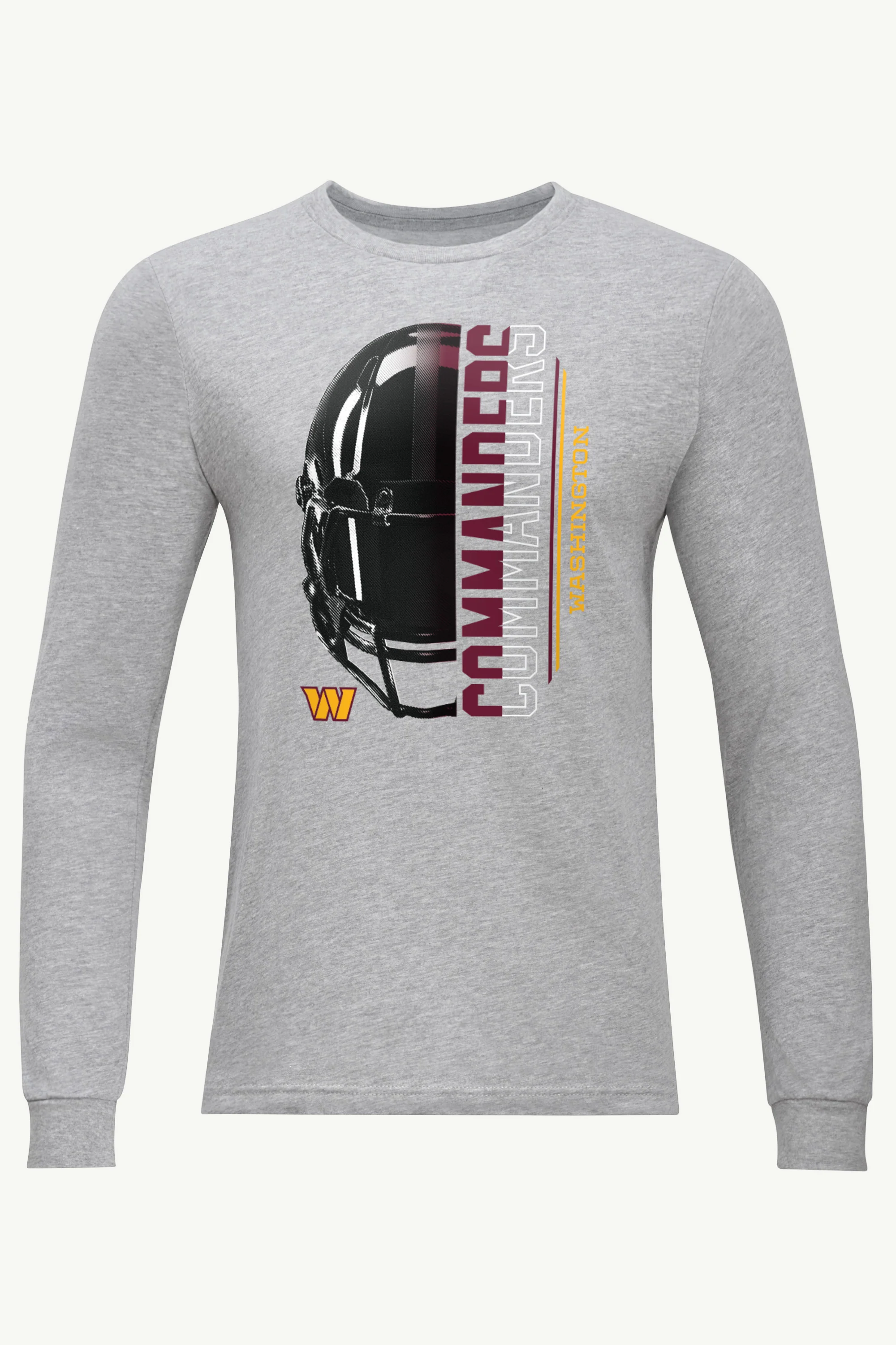 MENS WASHINGTON COMMANDERS HALF HELMET LONG SLEEVE T SHIRT