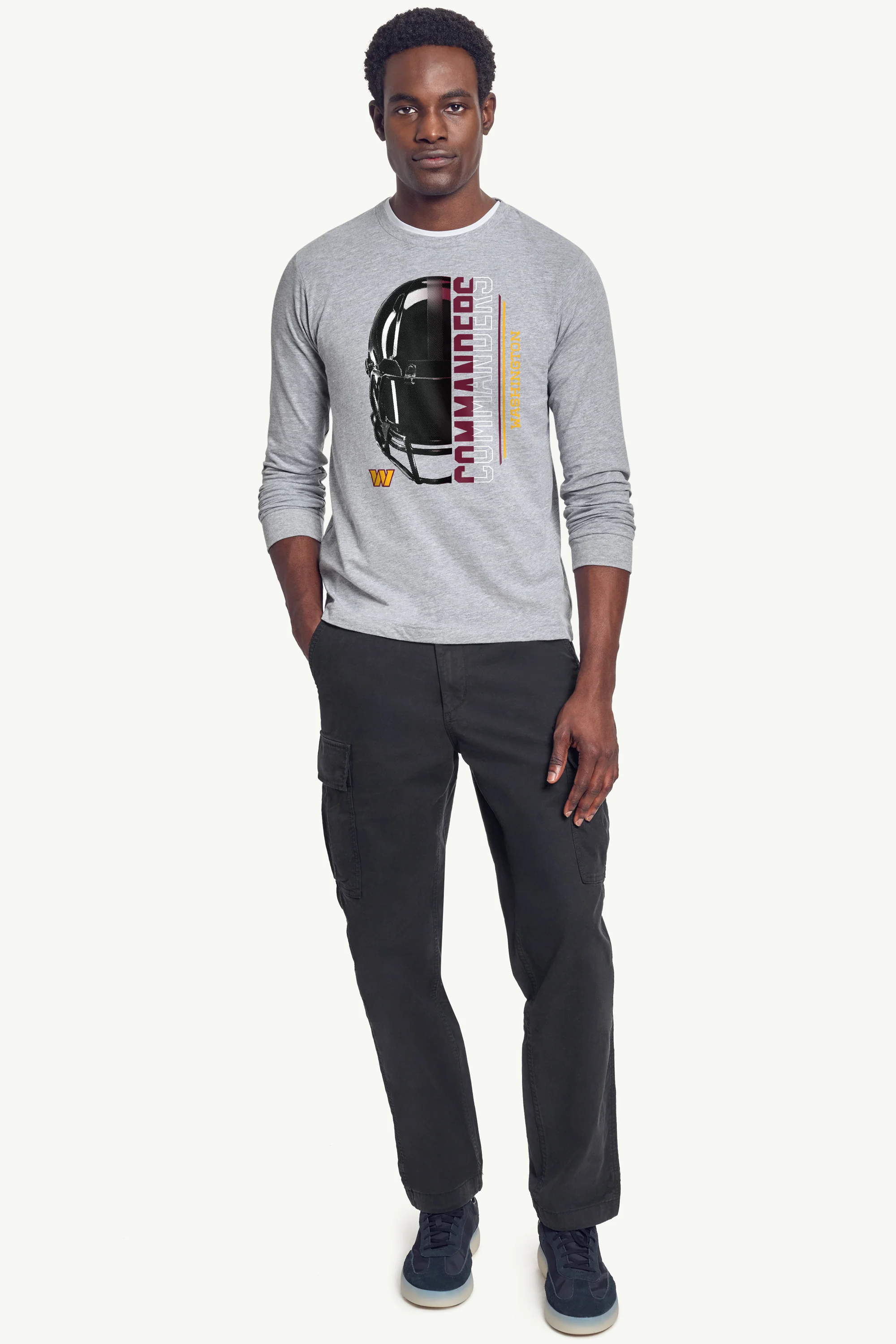 MENS WASHINGTON COMMANDERS HALF HELMET LONG SLEEVE T SHIRT - Image 3