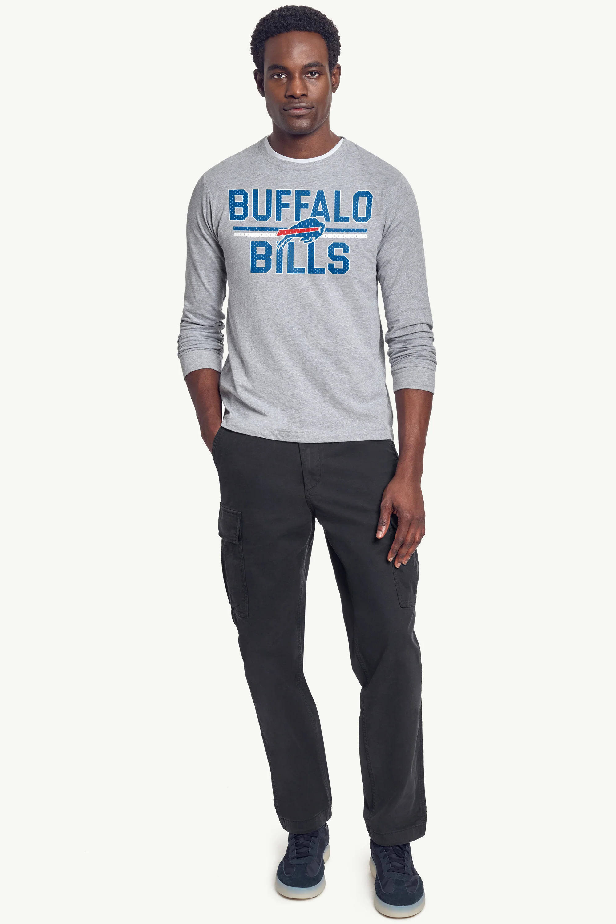 MENS BUFFALO BILLS MESH LOOK LONG SLEEVE T SHIRT - Image 3