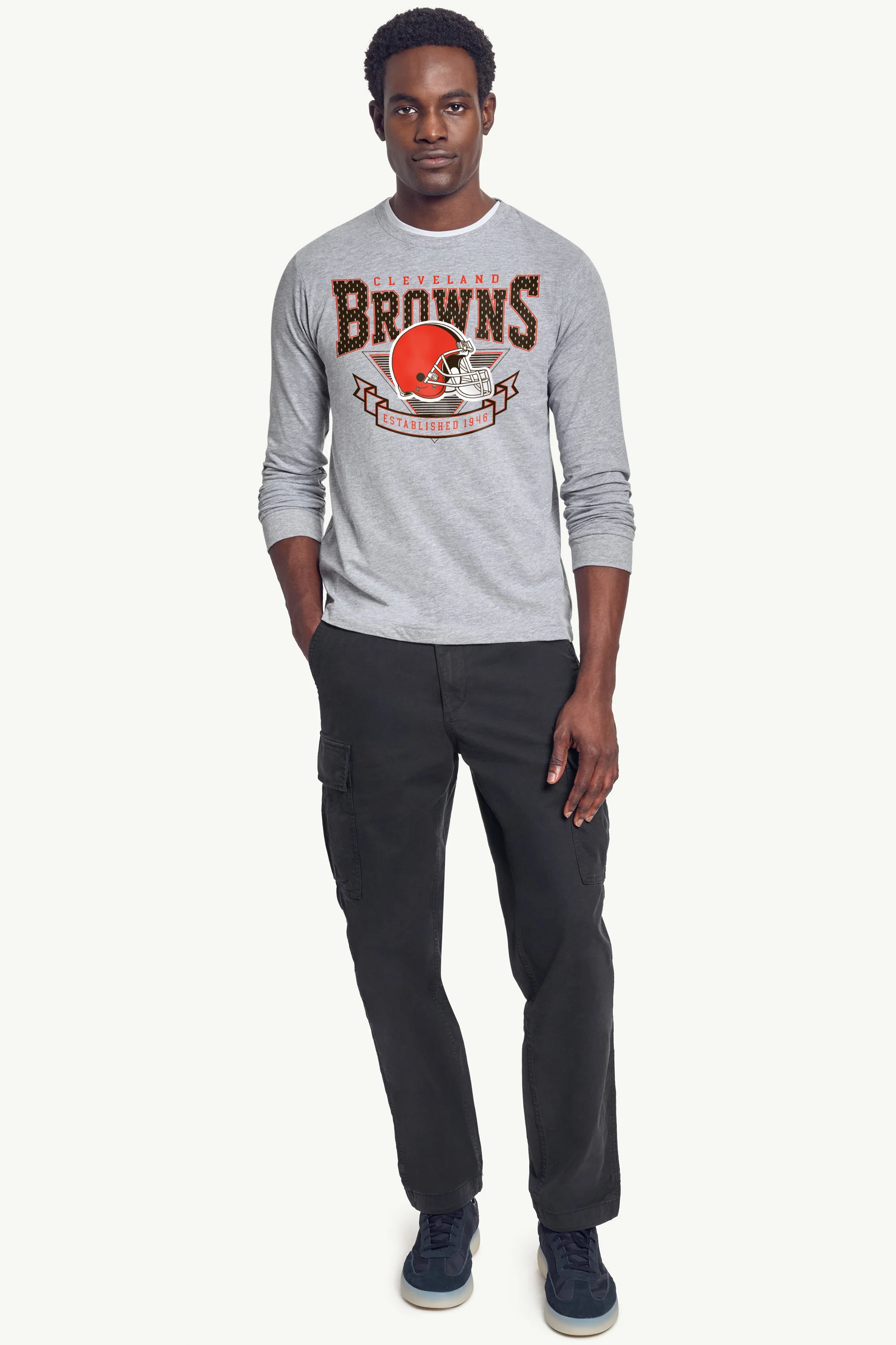 MENS CLEVELAND BROWNS 80's INSPIRED LONG SLEEVE T SHIRT - Image 4