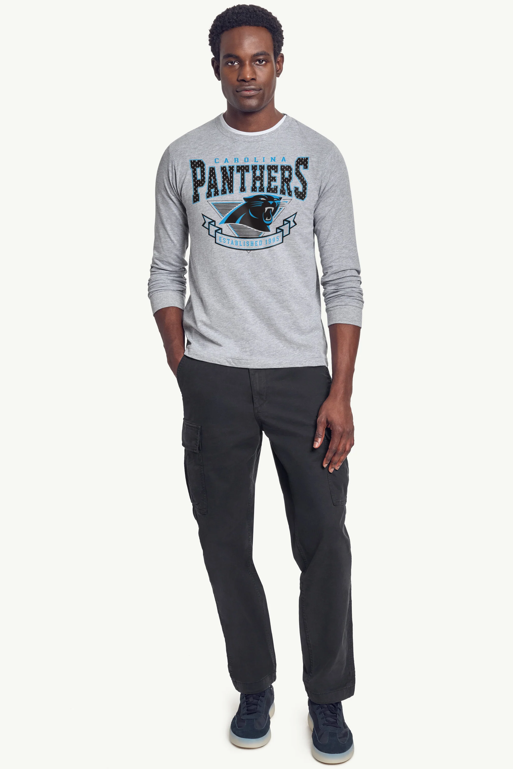 MENS CAROLINA PANTHERS 80's INSPIRED LONG SLEEVE T SHIRT - Image 4