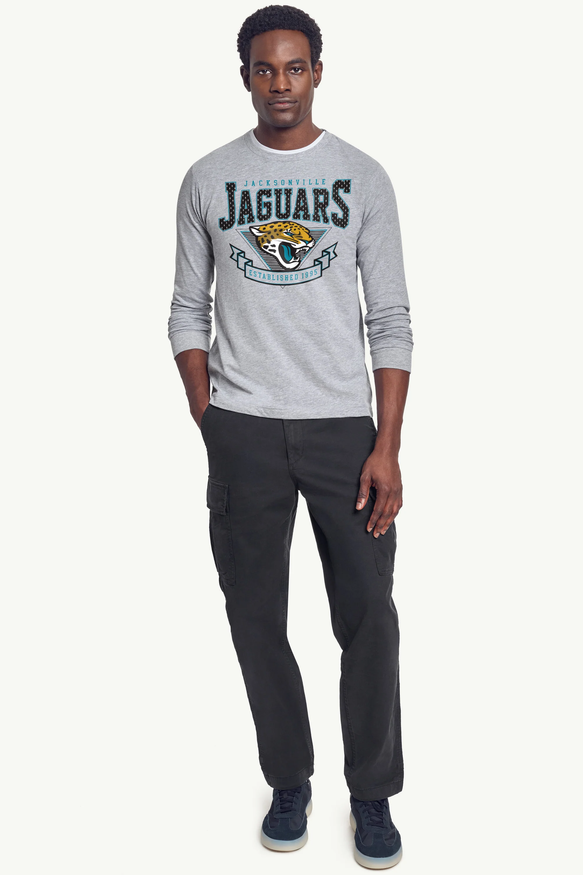 MENS JACKSONVILLE JAGUARS 80's INSPIRED LONG SLEEVE T SHIRT - Image 2