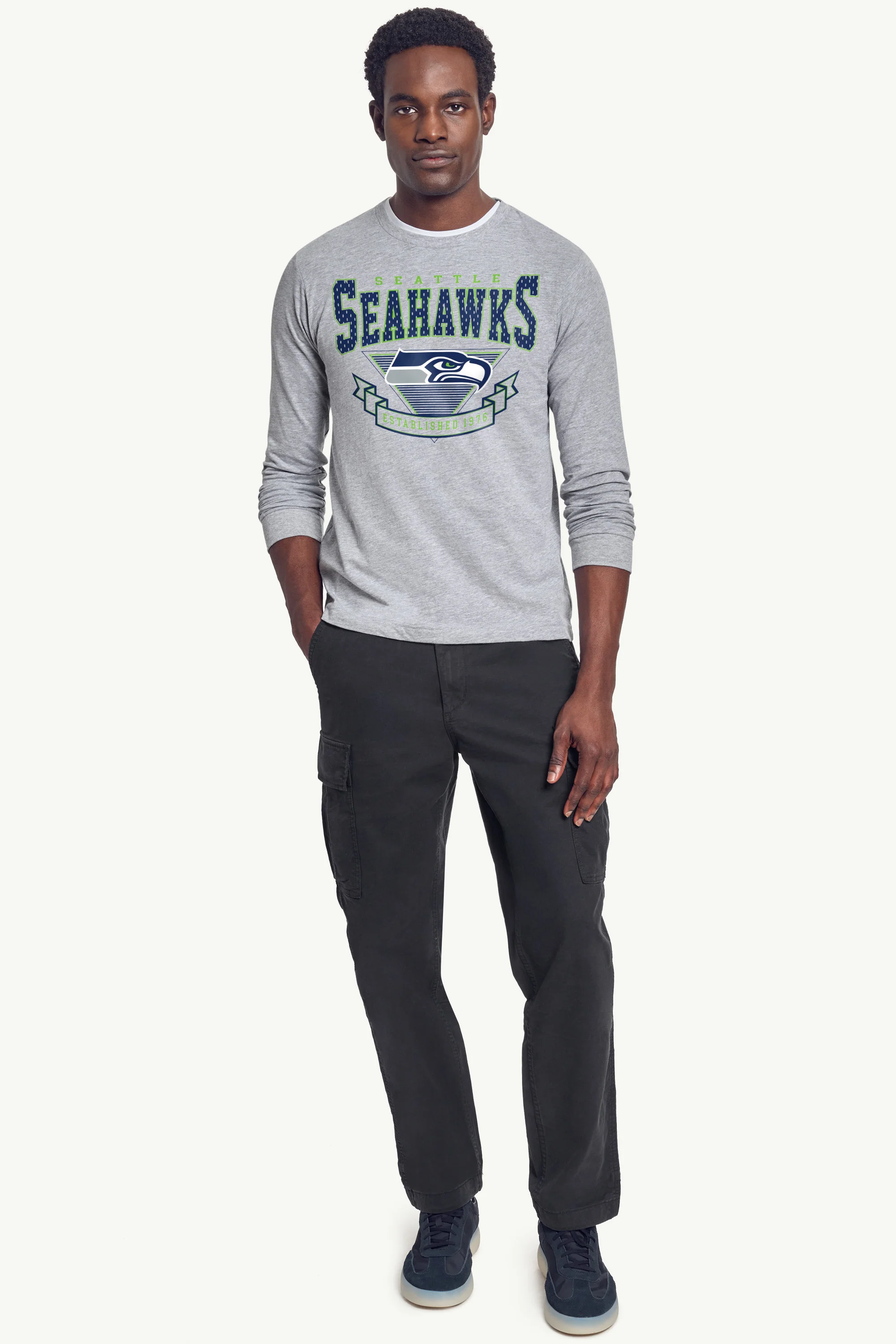 MENS SEATTLE SEAHAWKS 80's INSPIRED LONG SLEEVE T SHIRT - Image 2