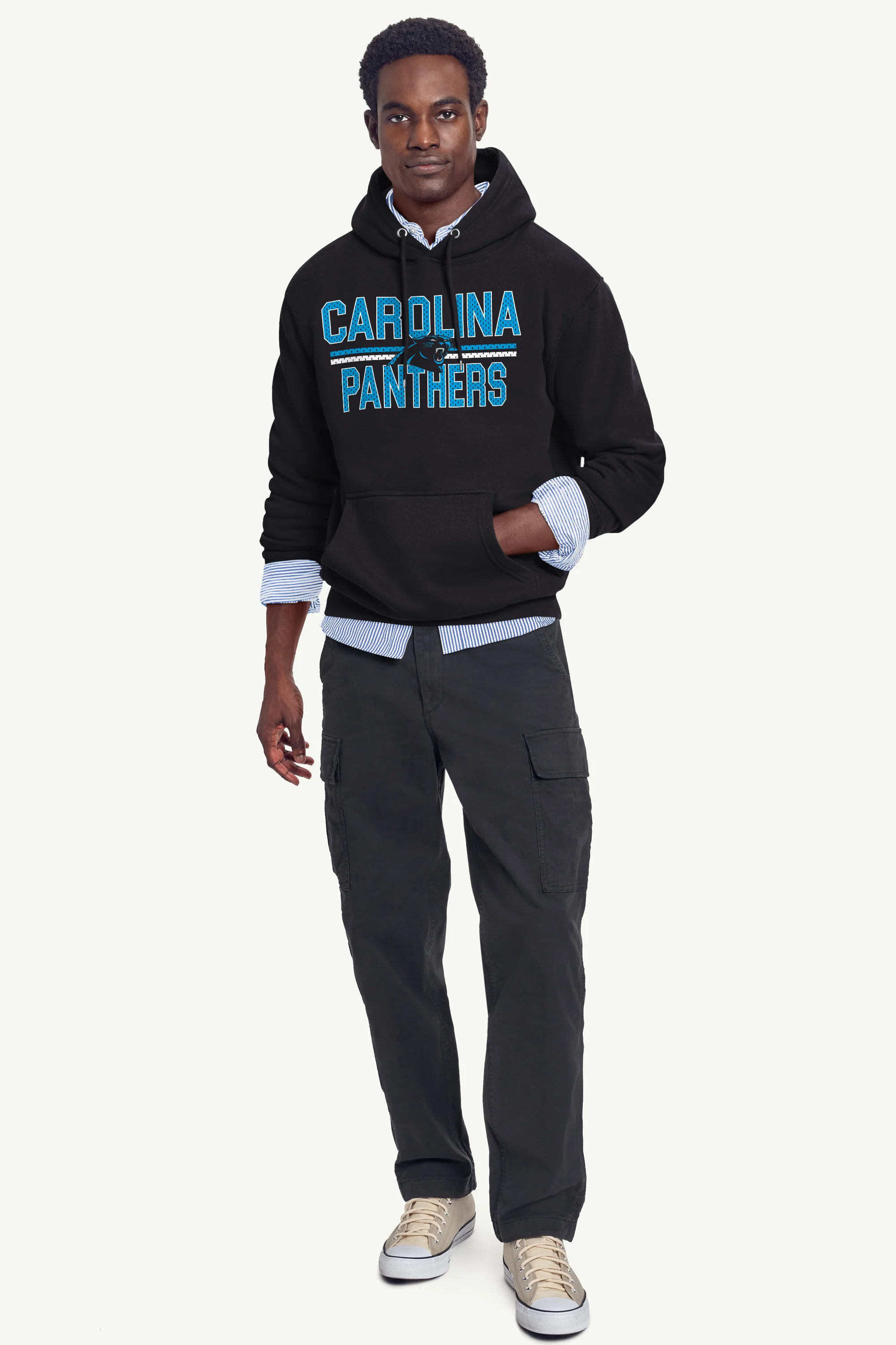 MENS CAROLINA PANTHERS MESH LOOK HOODIE - Image 2