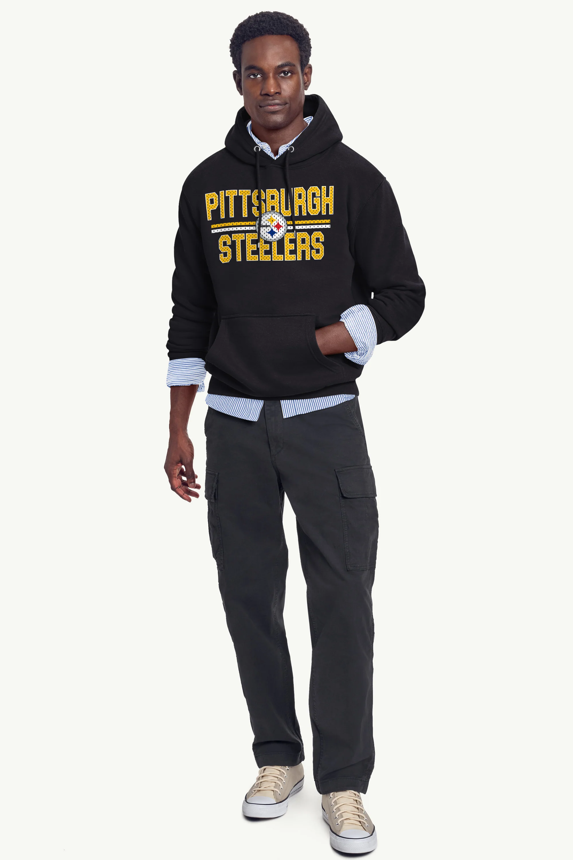 MENS PITTSBURGH STEELERS MESH LOOK HOODIE - Image 2