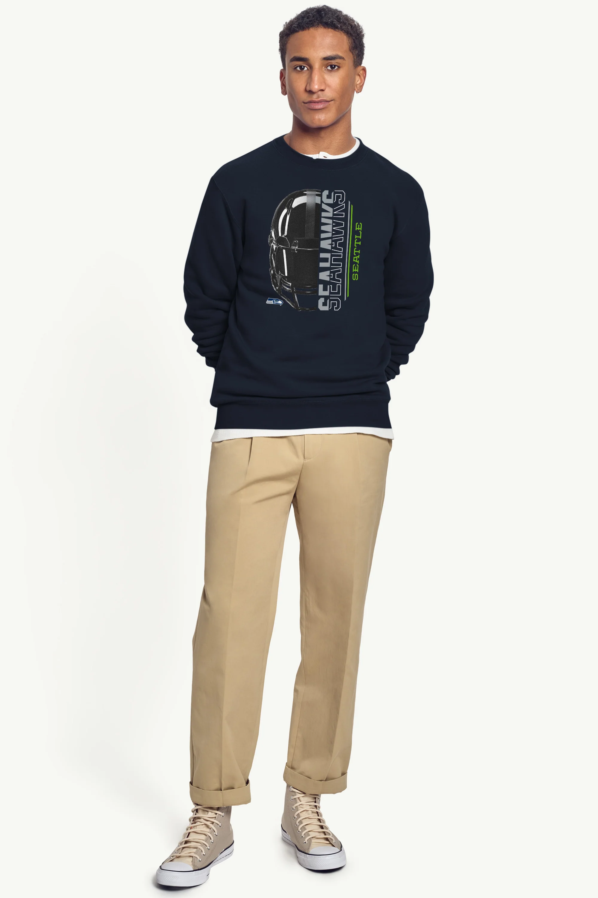 MENS SEATTLE SEAHAWKS HALF HELMET SWEATSHIRT - Image 3
