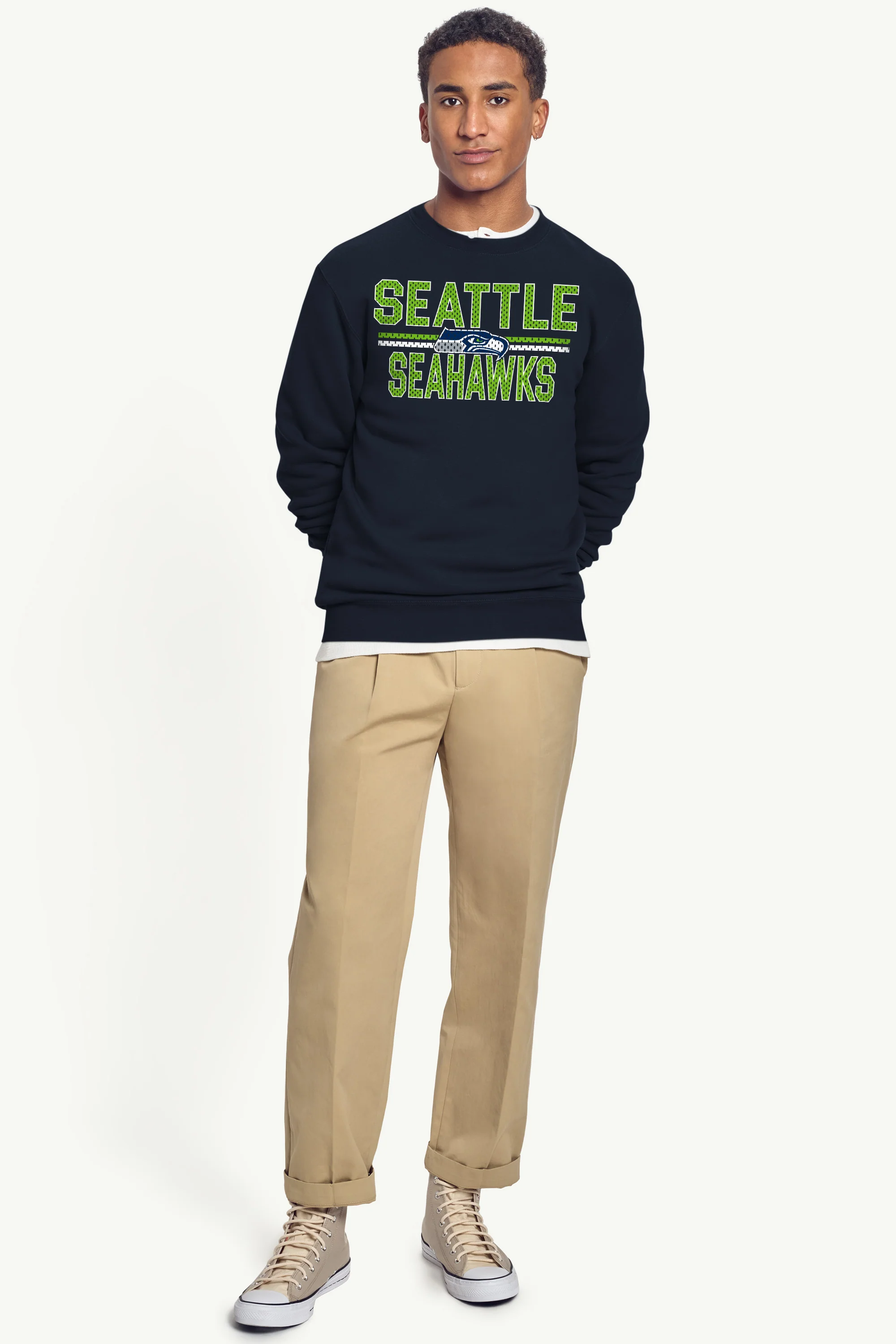 MENS SEATTLE SEAHAWKS MESH LOOK SWEATSHIRT - Image 3