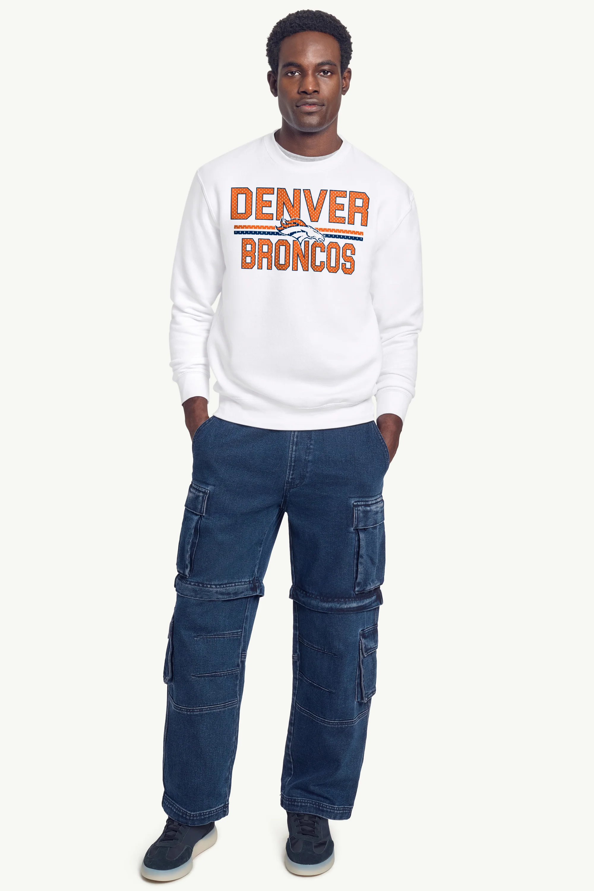 MENS DENVER BRONCOS MESH LOOK SWEATSHIRT - Image 2