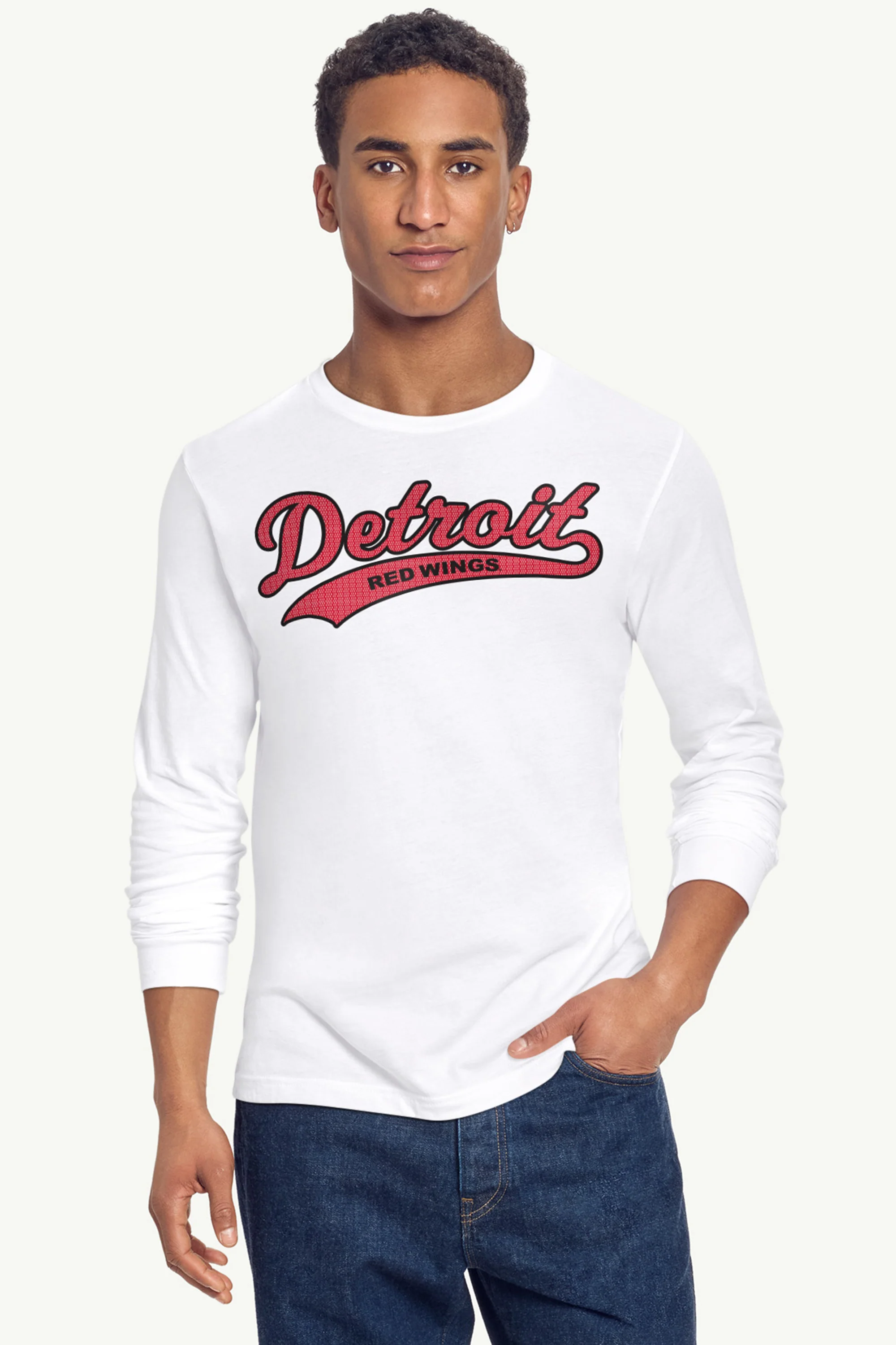 MENS DETROIT REDWINGS TAILSWEEP LONG SLEEVE T SHIRT - Image 3