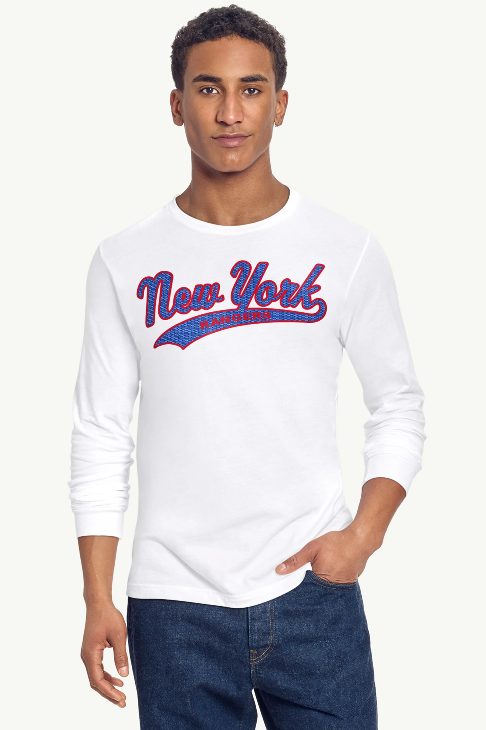 MENS NEW YORK RANGERS TAILSWEEP LONG SLEEVE T SHIRT - Image 4