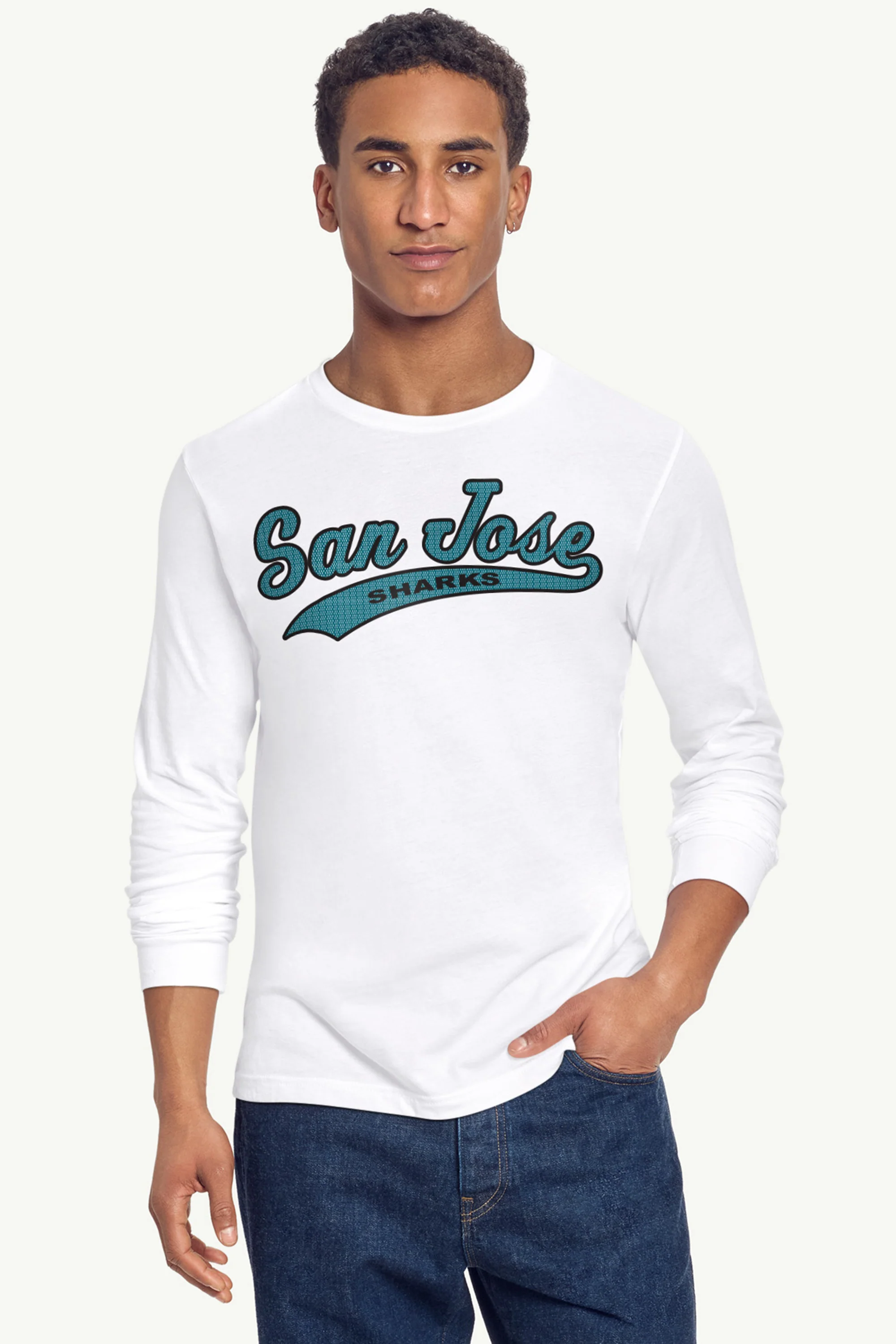 MENS SAN JOSE SHARKS TAILSWEEP LONG SLEEVE T SHIRT - Image 4