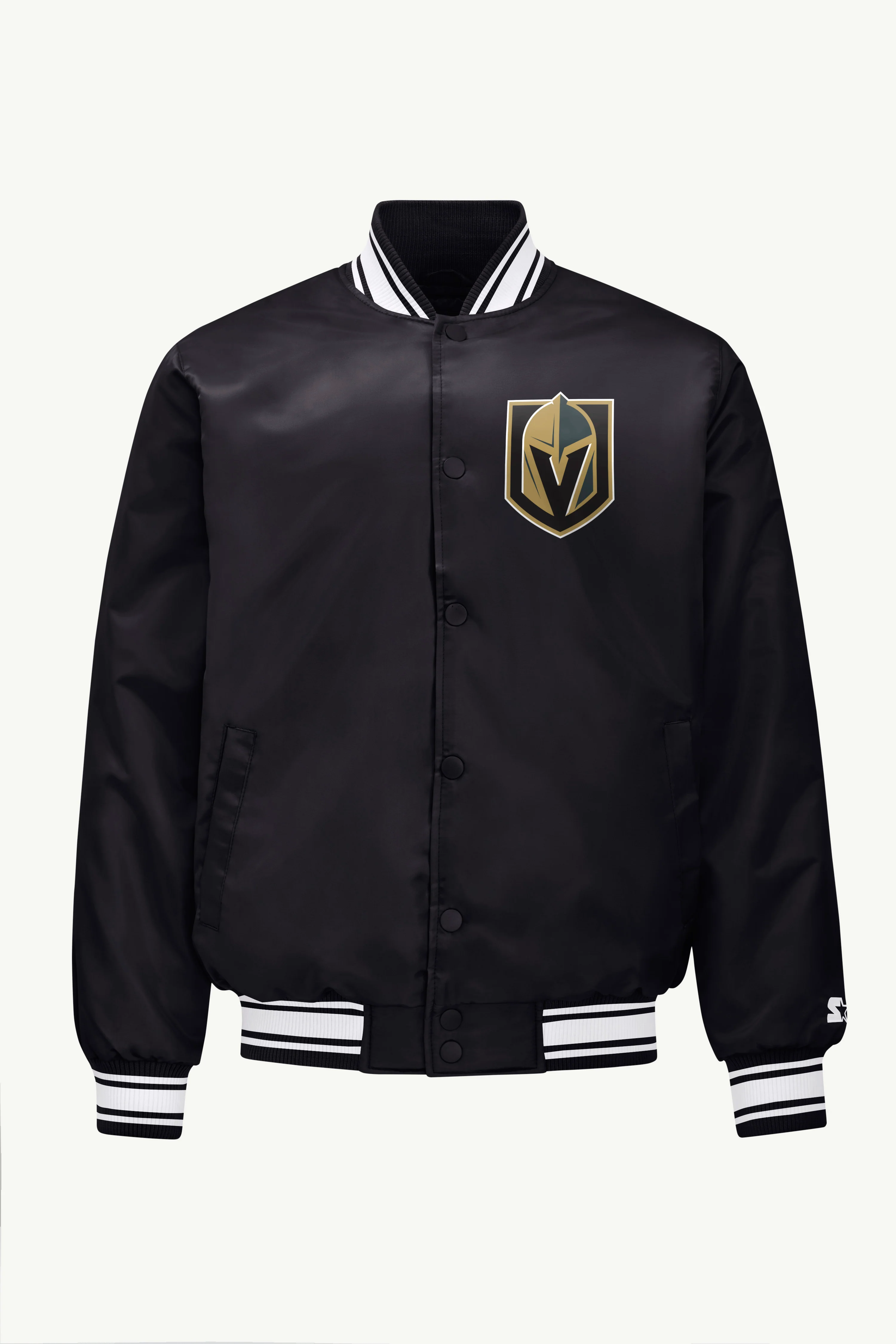 MENS VEGAS GOLDEN KNIGHTS PRINTED GRAPHIC TRIANGLE SATIN VARSITY JACKET