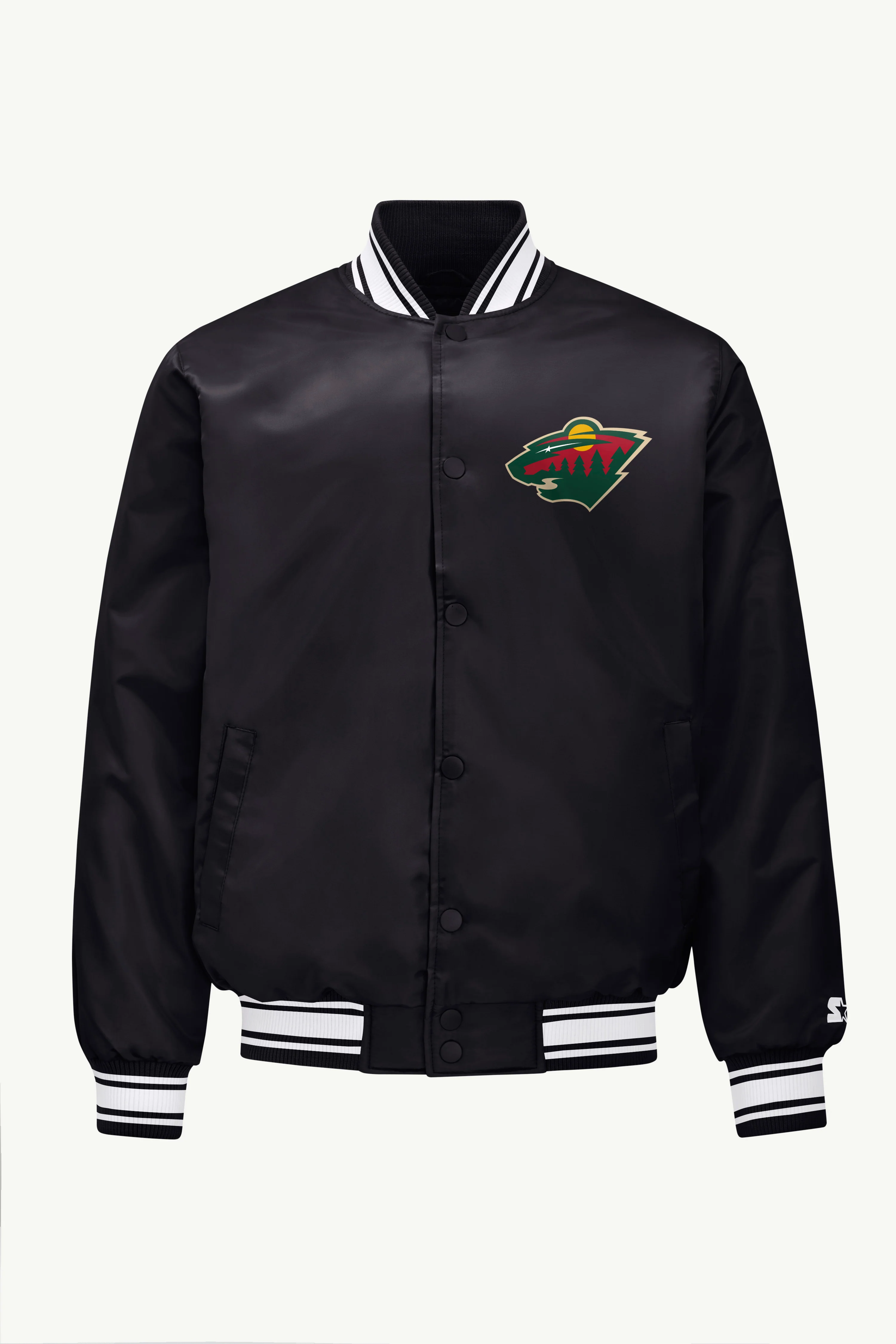 MENS MINNESOTA WILD TRIANGLE SATIN VARSITY JACKET