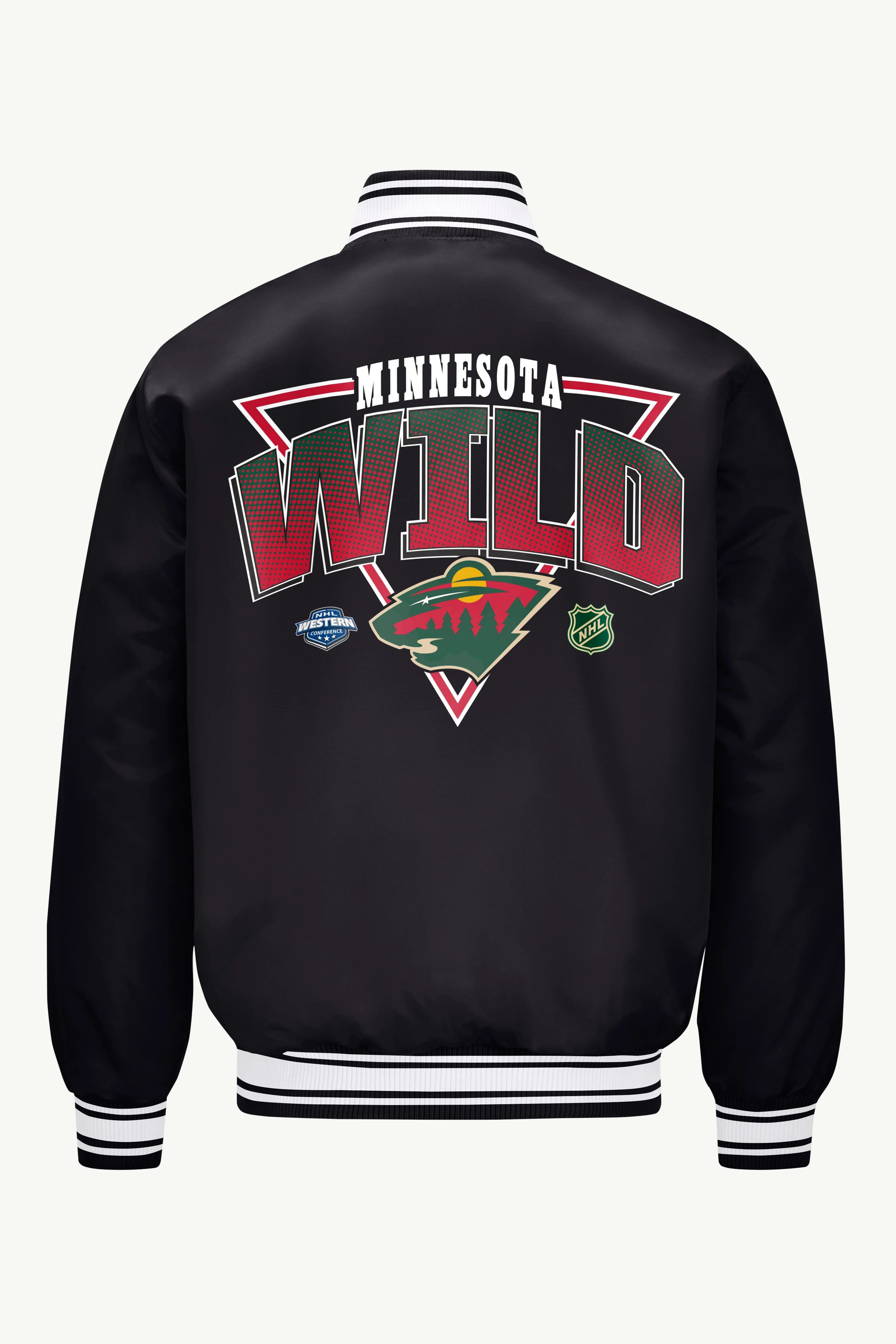 MENS MINNESOTA WILD TRIANGLE SATIN VARSITY JACKET - Image 2