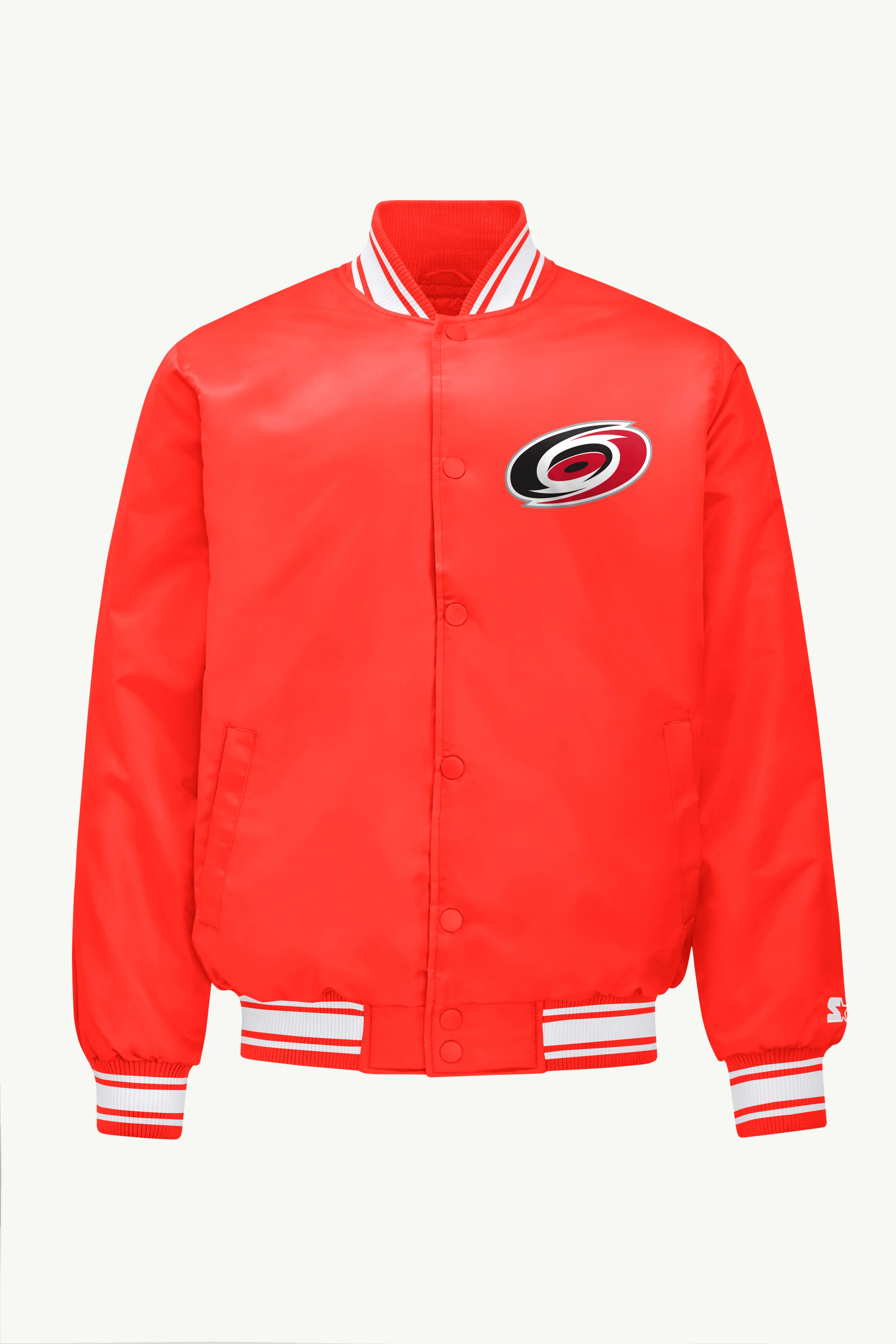 MENS CAROLINA HURRICANES TRIANGLE SATIN VARSITY JACKET
