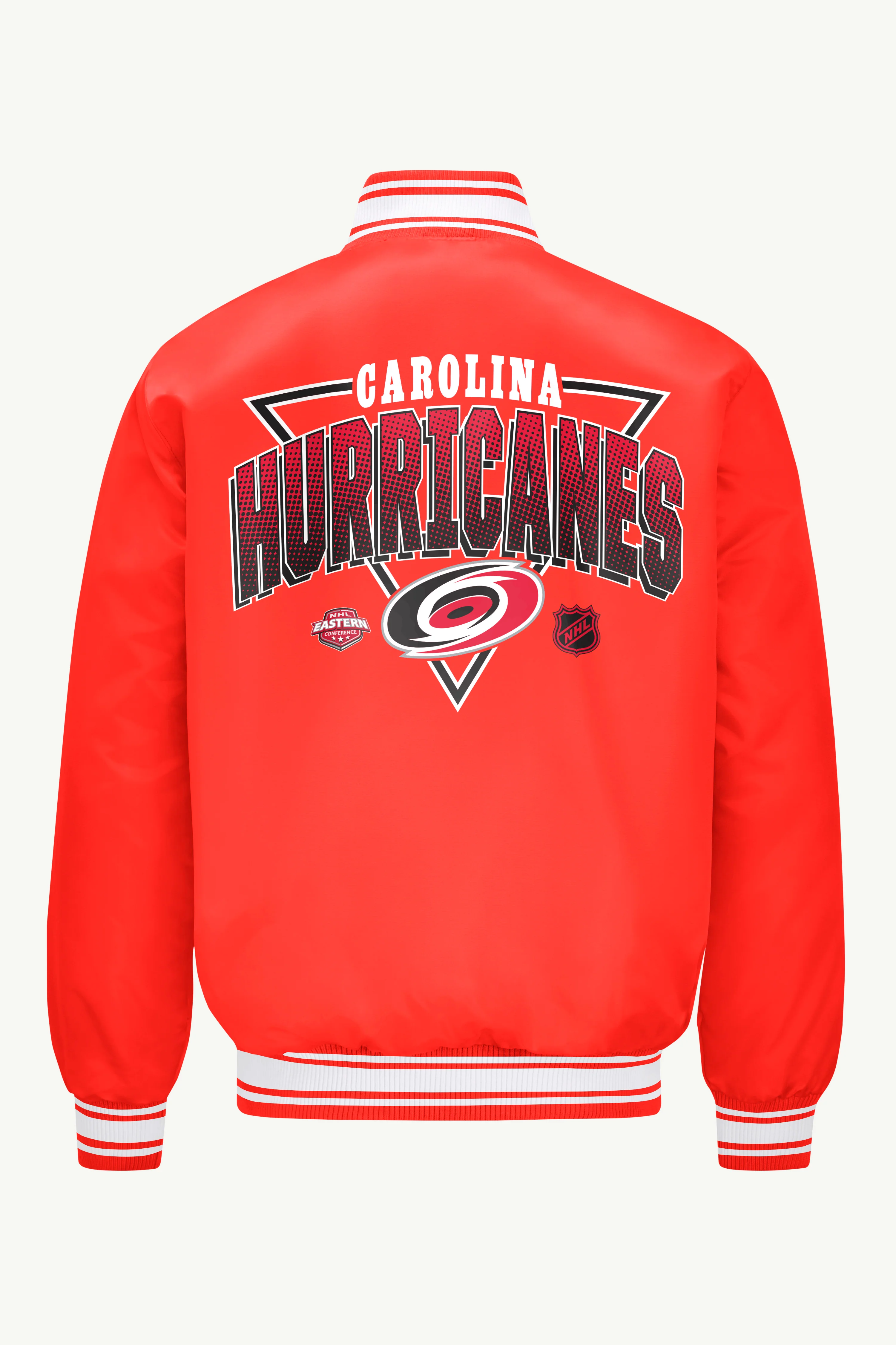 MENS CAROLINA HURRICANES TRIANGLE SATIN VARSITY JACKET - Image 2