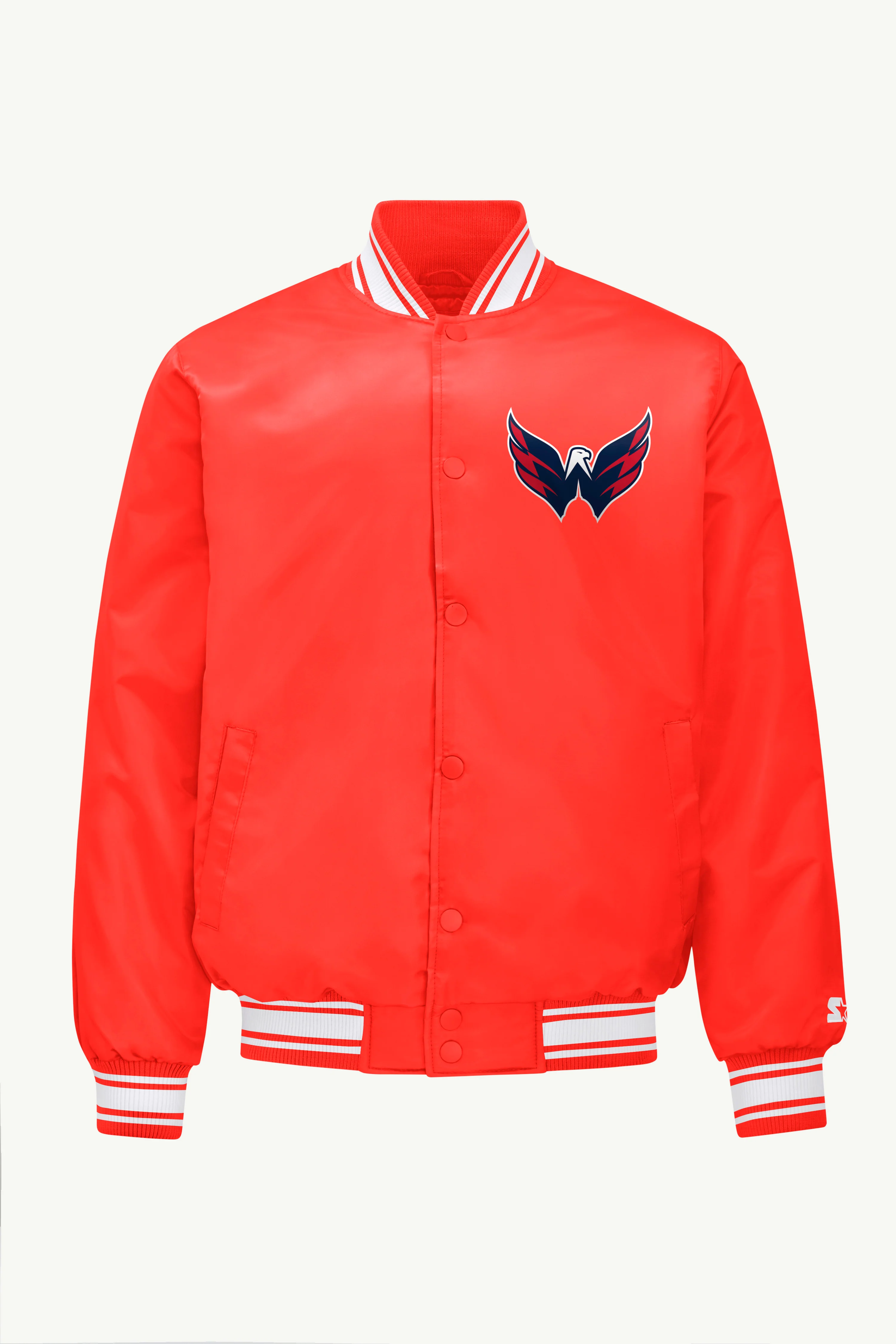 MENS WASHINGTON CAPTIALS PRINTED GRAPHIC TRIANGLE SATIN VARSITY JACKET