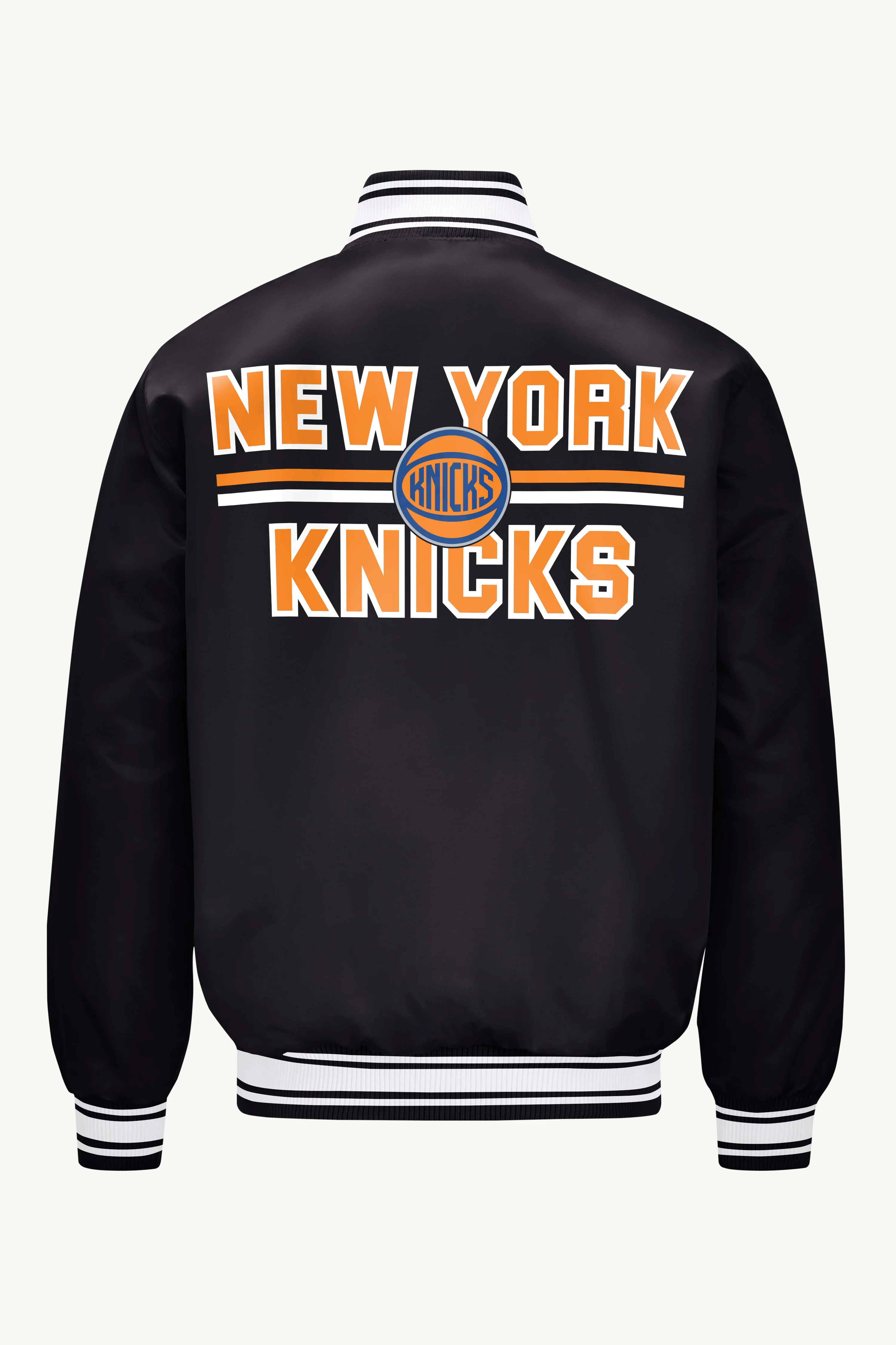 MENS NEW YORK KNICKS MESH LOOK SATIN VARSITY JACKET - Image 2