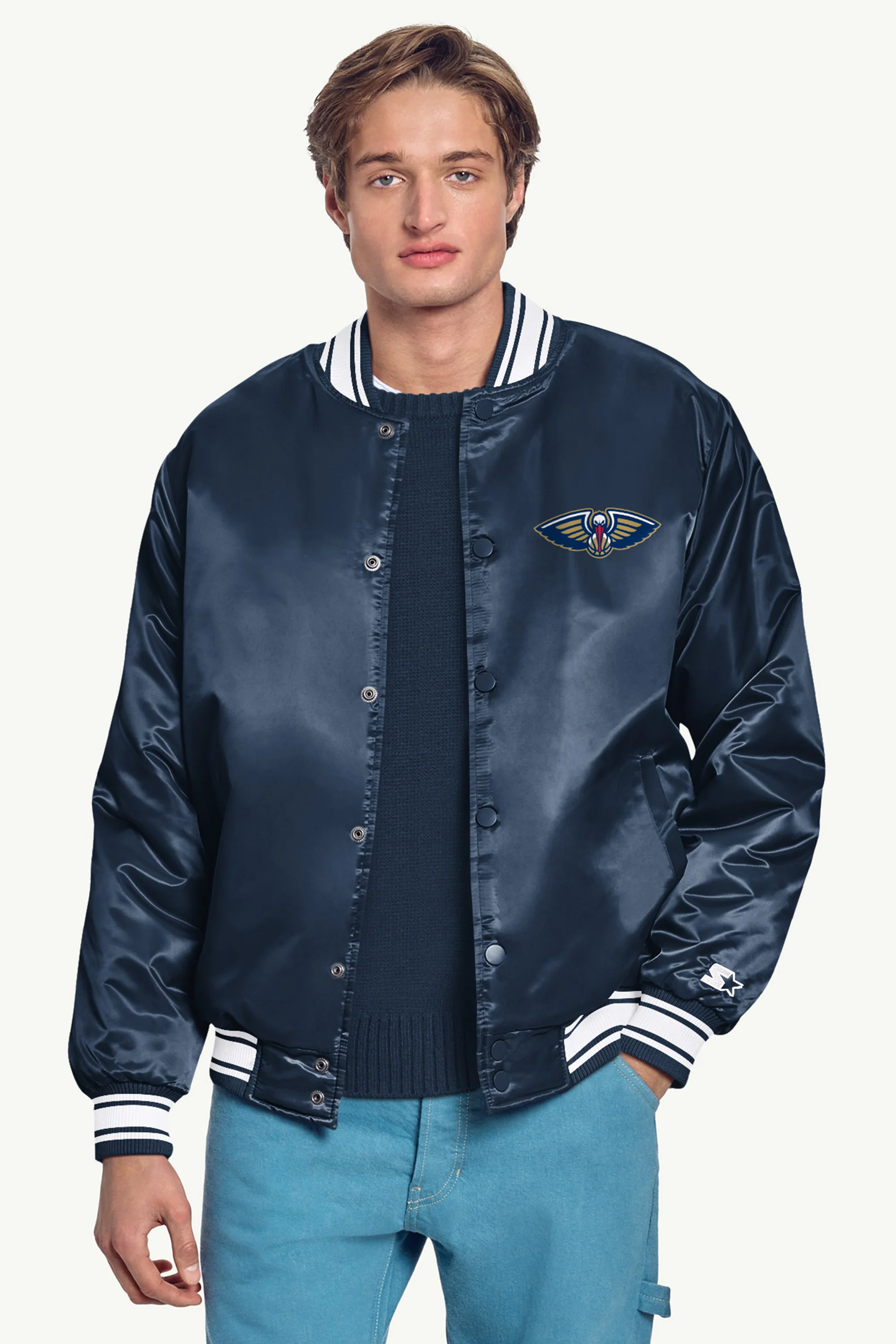 MENS NEW ORLEANS PELICANS SATIN VARSITY JACKET - Image 3