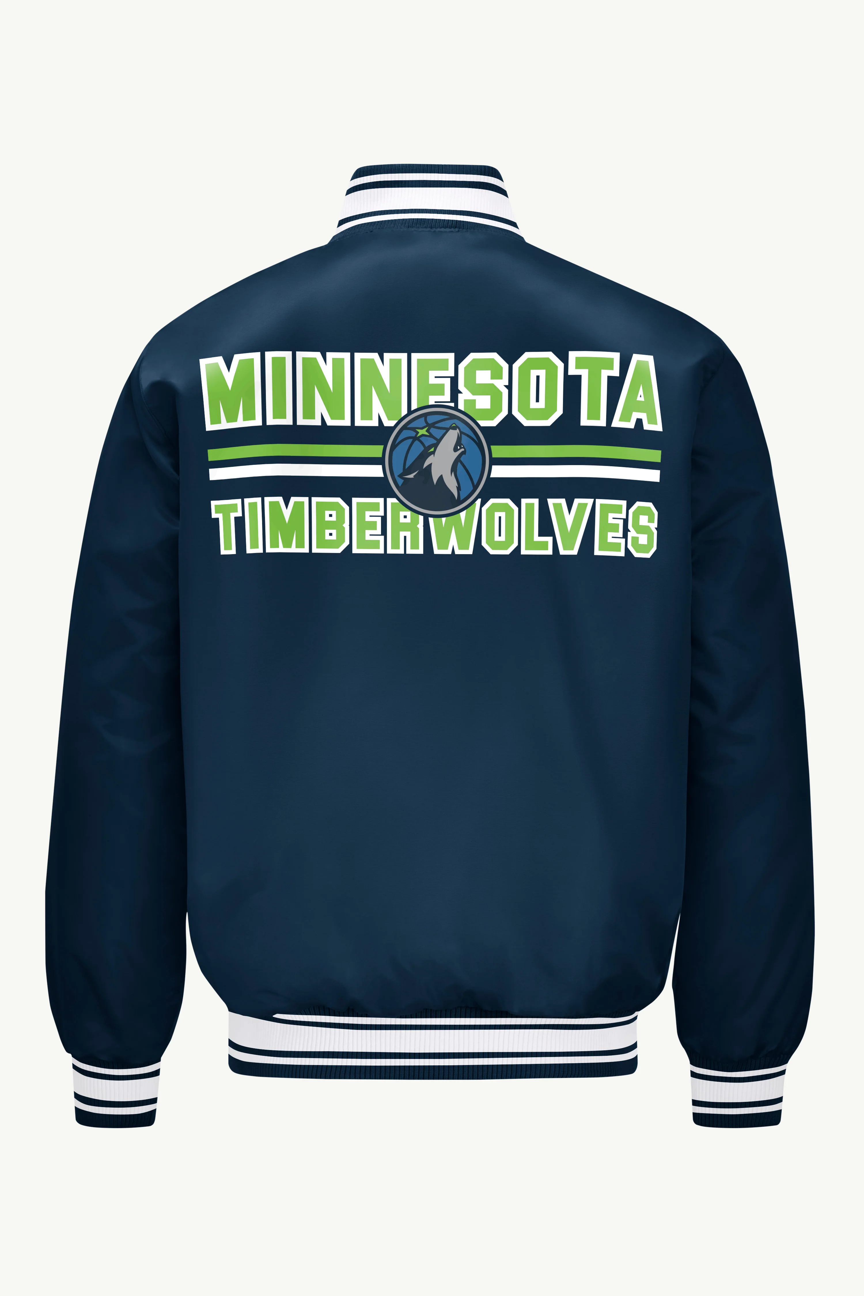 MENS MINNESOTA TIMBERWOLVES MESH LOOK SATIN VARSITY JACKET - Image 2