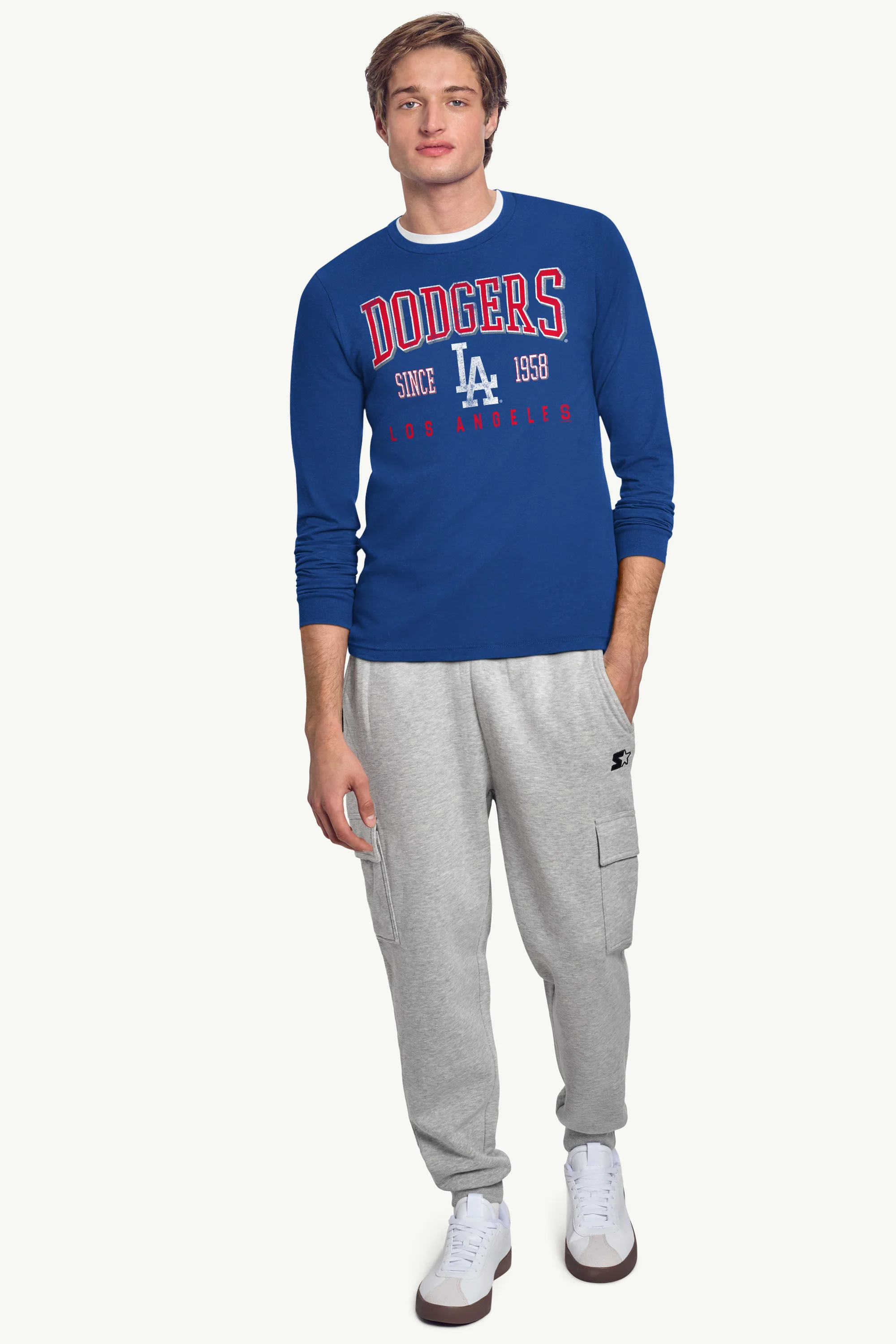 MENS LOS ANGELES DODGERS RETRO LONG SLEEVE T SHIRT - Image 3
