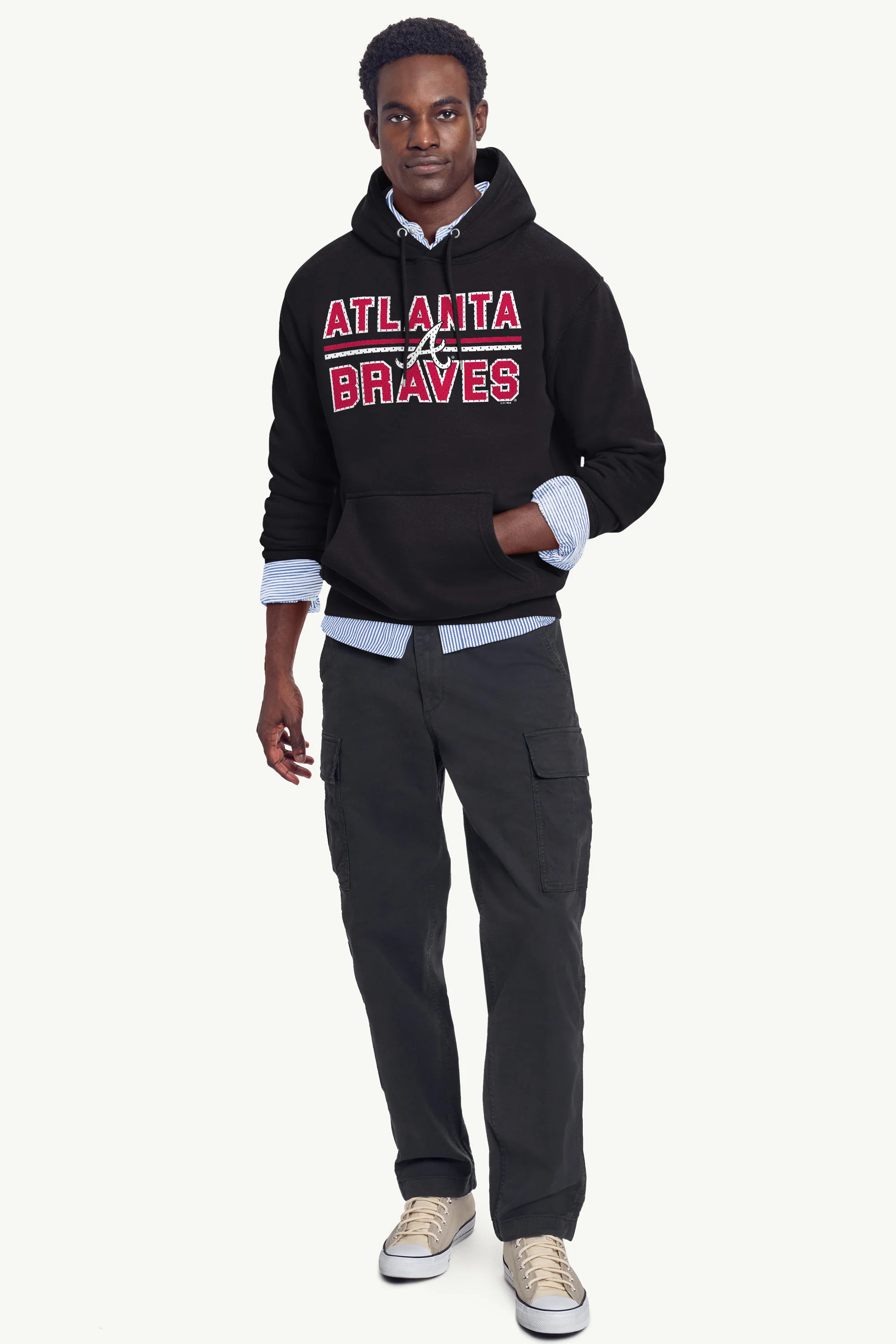 MENS ATLANTA BRAVES MESH LOOK HOODIE - Image 3