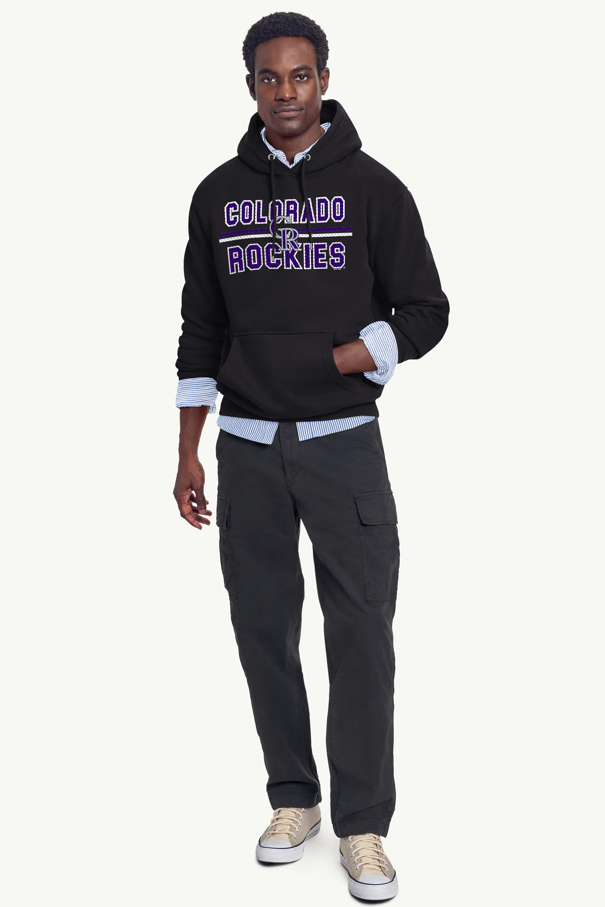 MENS COLORADO ROCKIES MESH LOOK HOODIE - Image 3