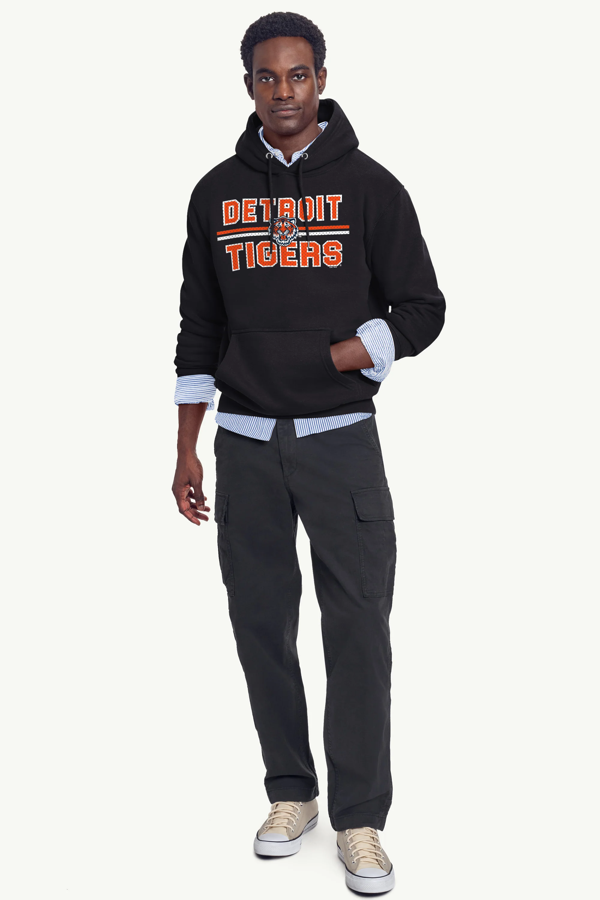 MENS DETROIT TIGERS MESH LOOK HOODIE - Image 3