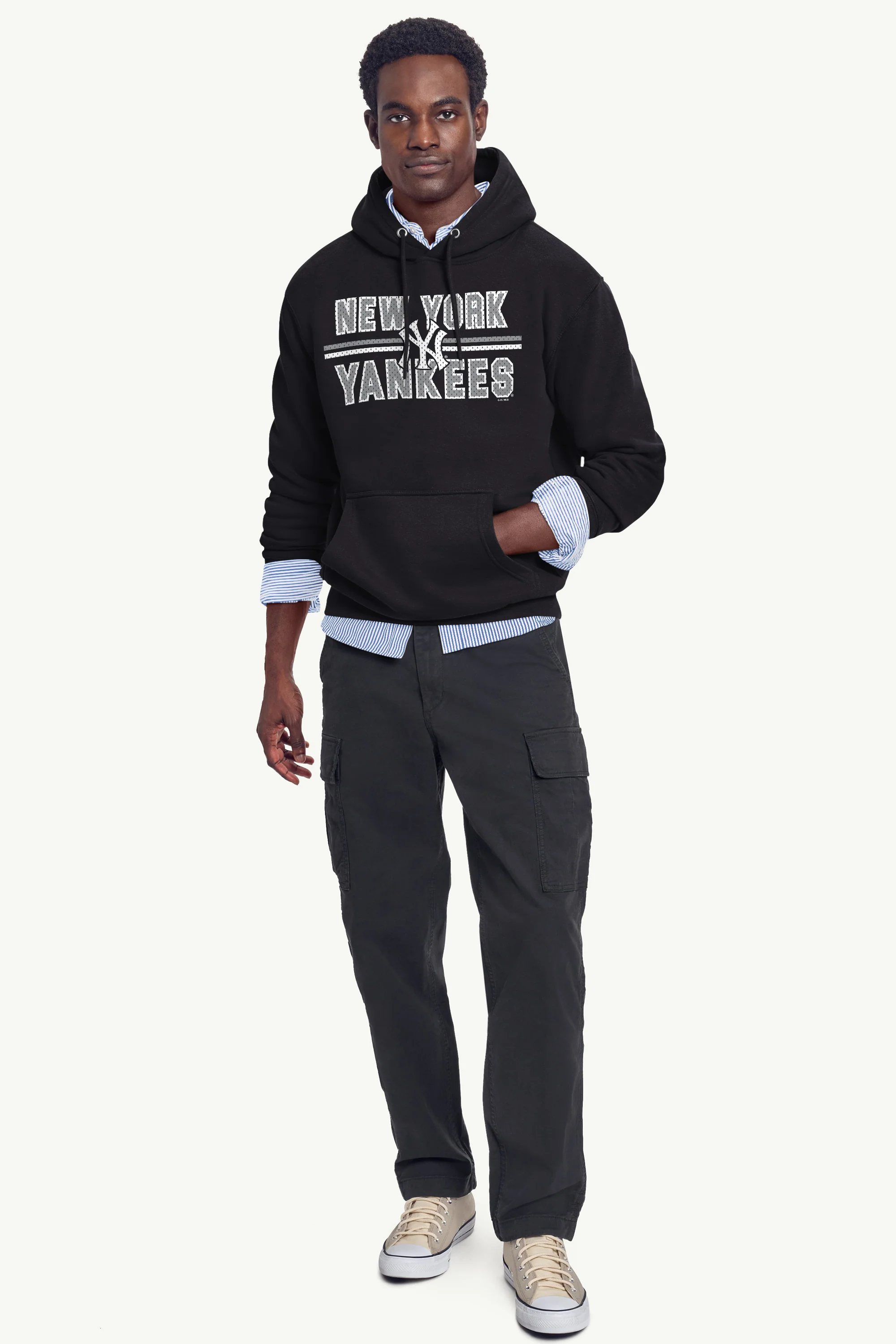 MENS NEW YORK YANKEES MESH LOOK HOODIE - Image 3