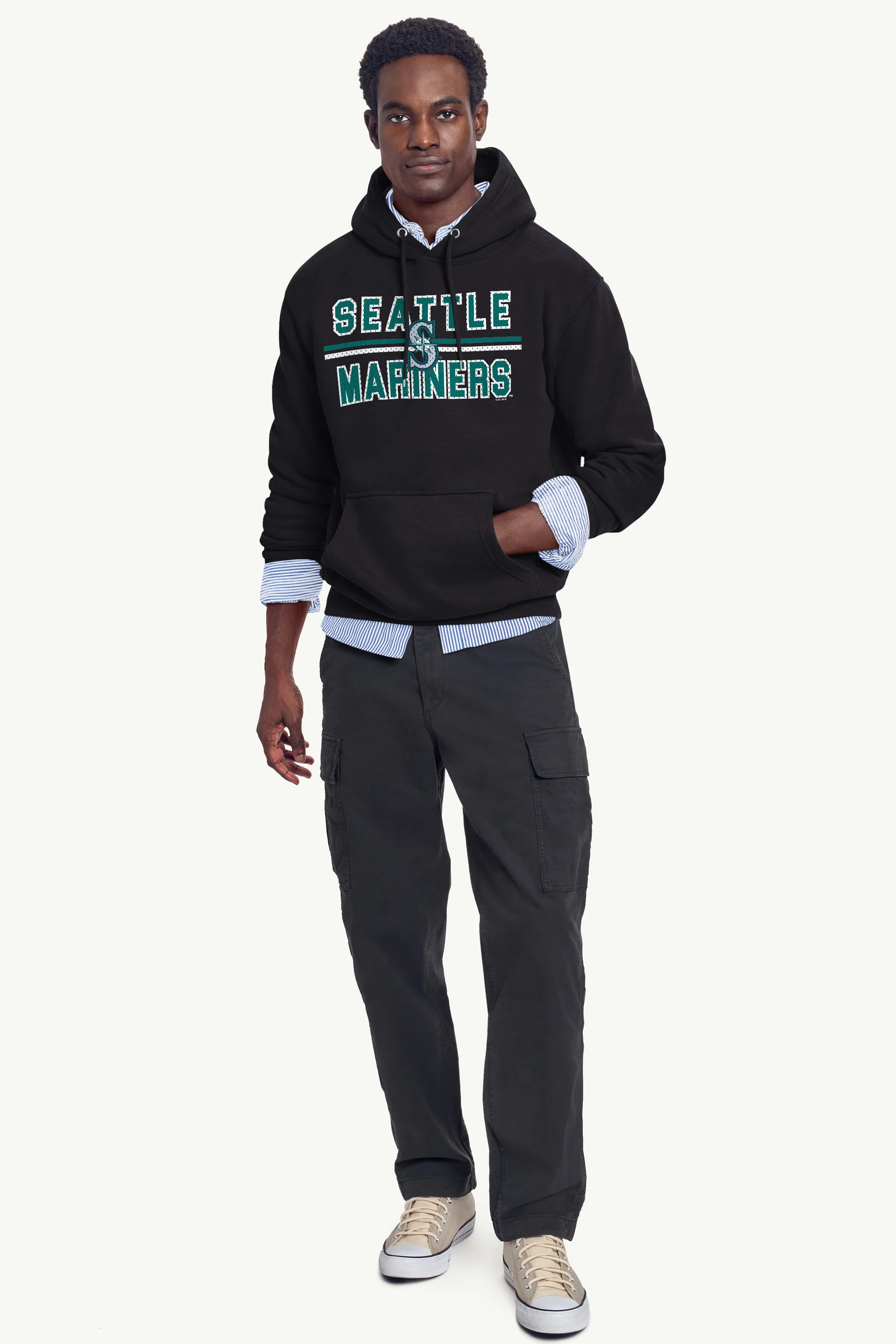 MENS SEATTLE MARINERS MESH LOOK HOODIE - Image 3