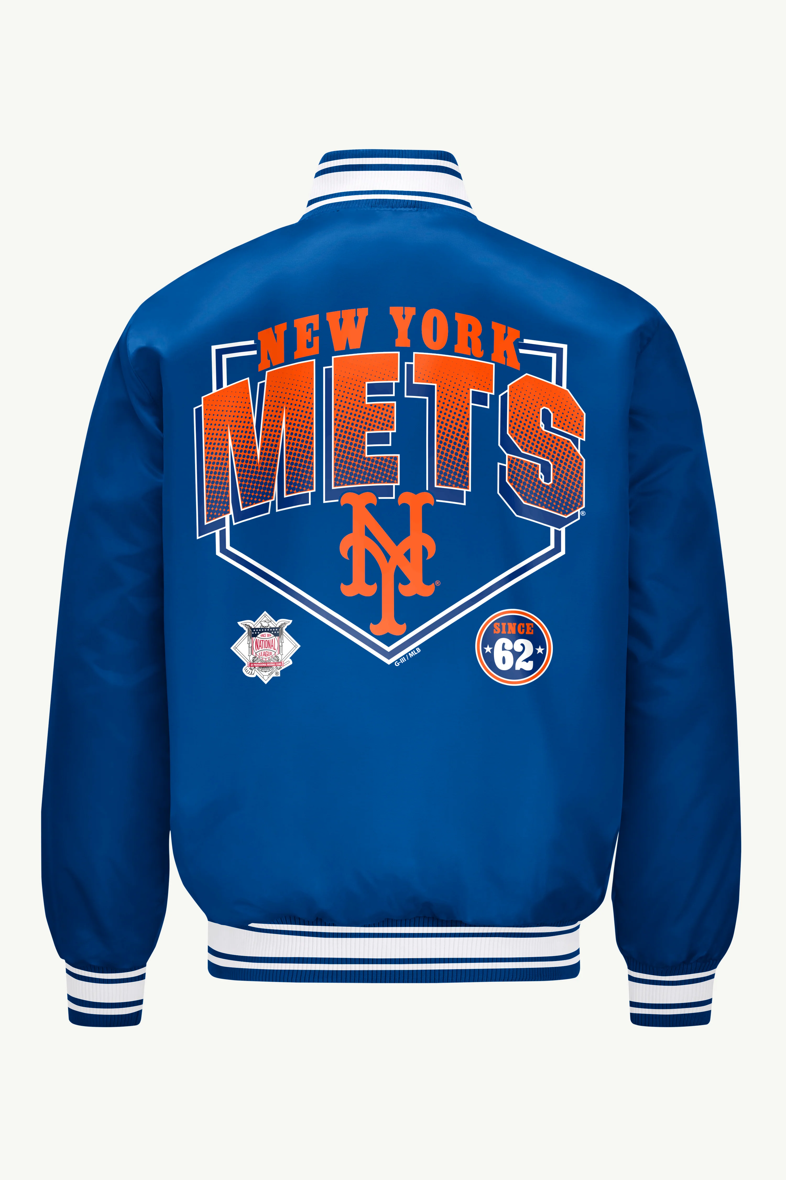 MENS NEW YORK METS HOMEPLATE SATIN VARSITY JACKET - Image 2
