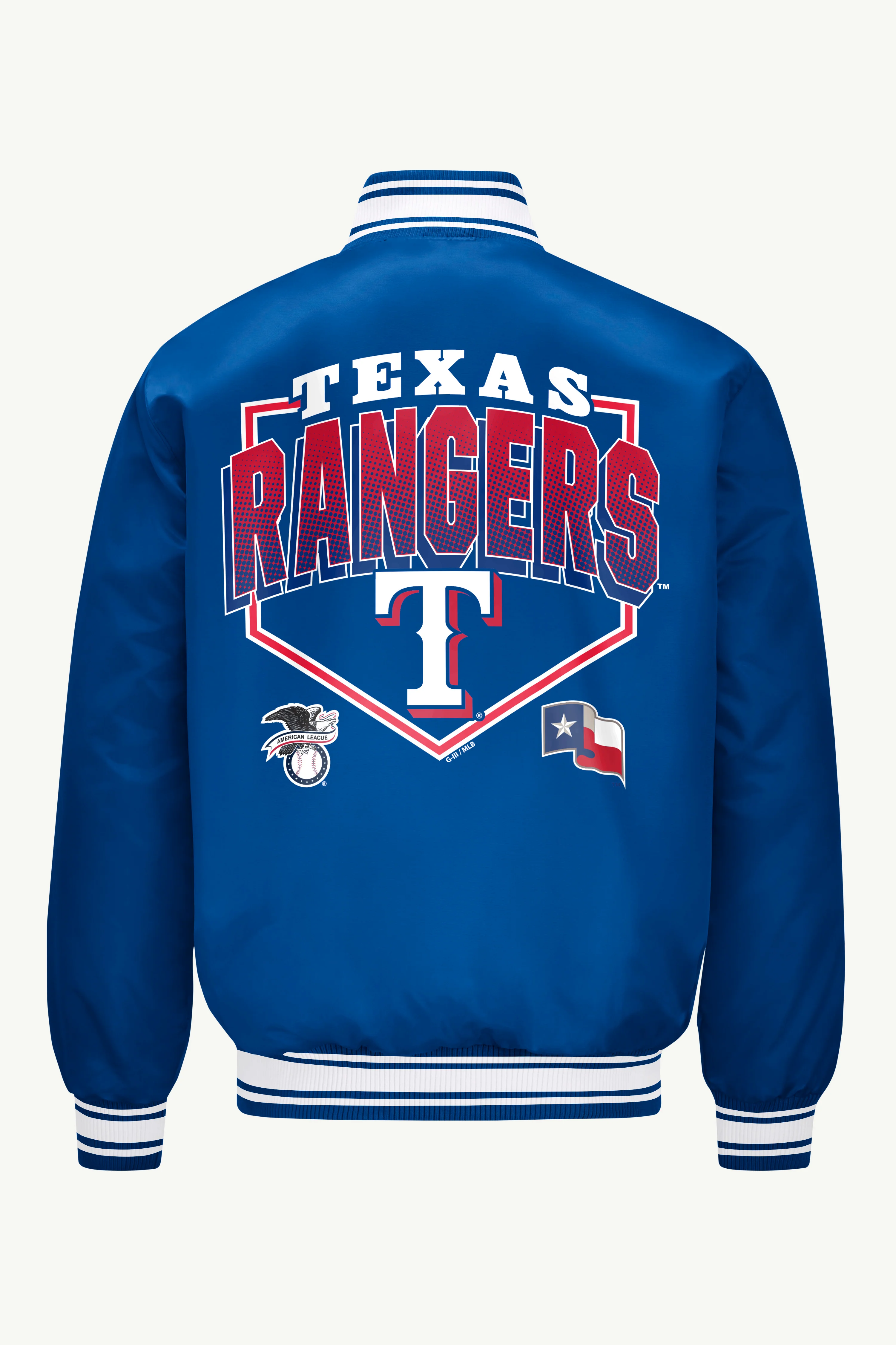 MENS TEXAS RANGERS HOMEPLATE SATIN VARSITY JACKET - Image 2