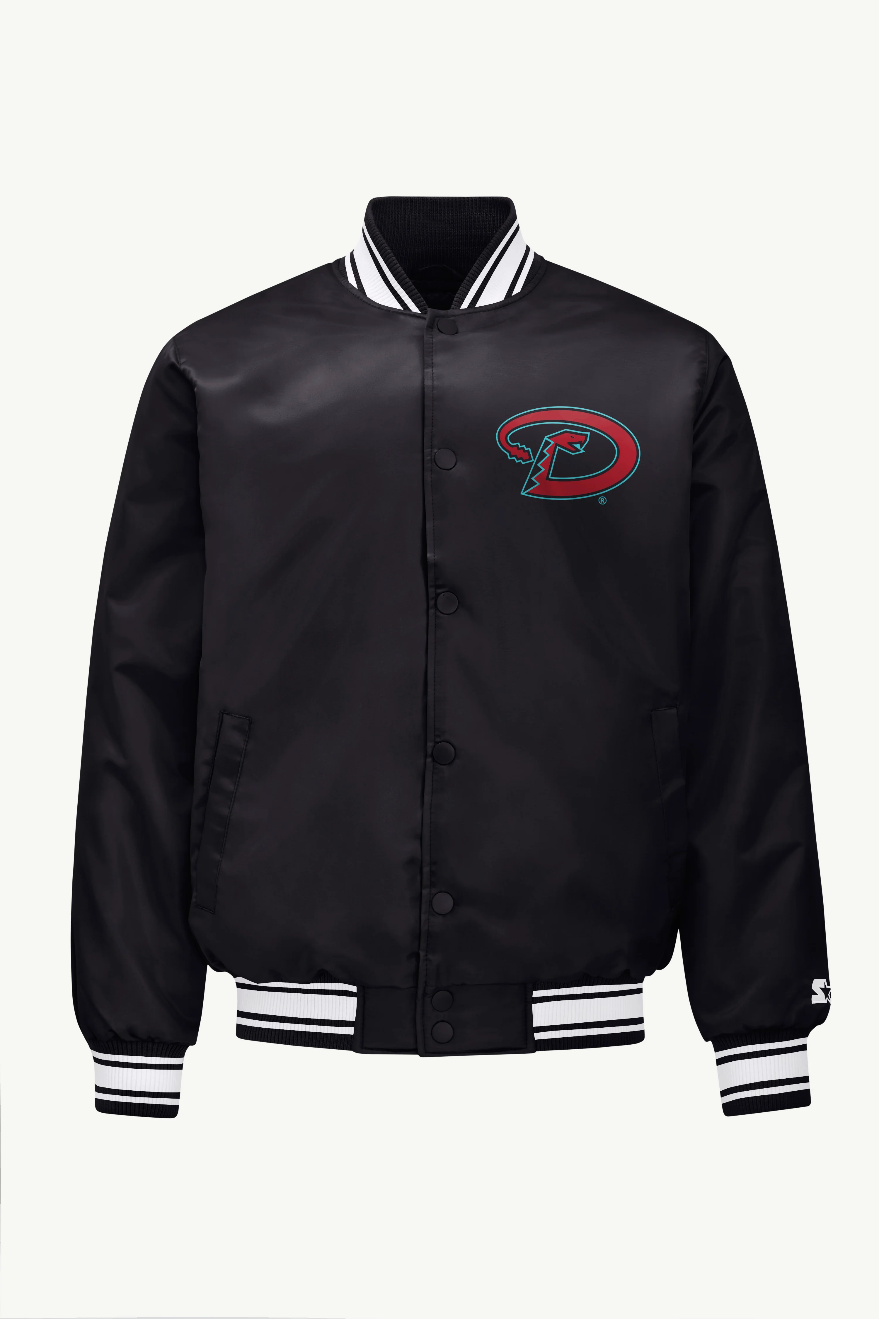 MENS ARIZONA DIAMONDBACKS PRINTED HOMEPLATE SATIN VARSITY JACKET