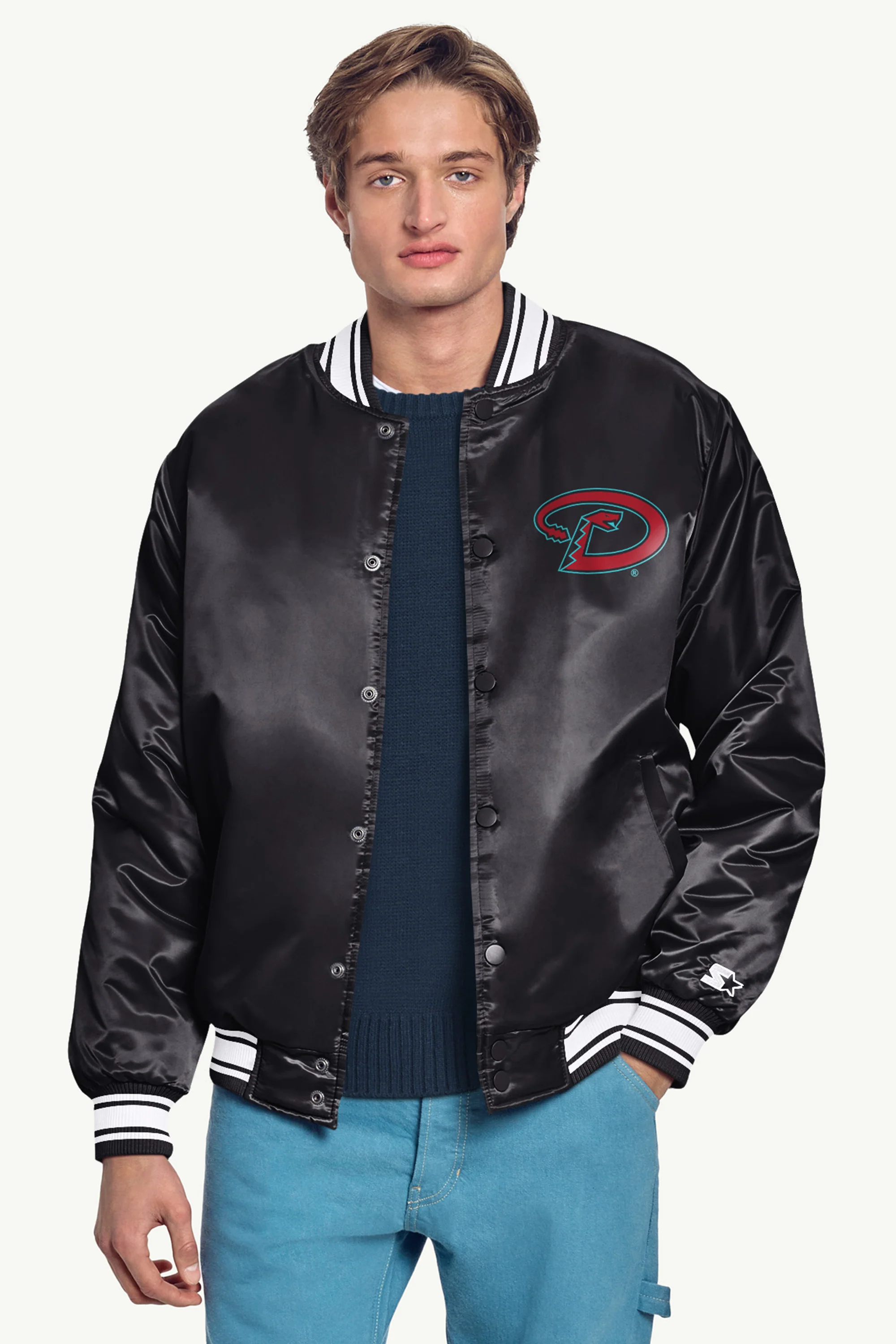 MENS ARIZONA DIAMONDBACKS PRINTED HOMEPLATE SATIN VARSITY JACKET - Image 3