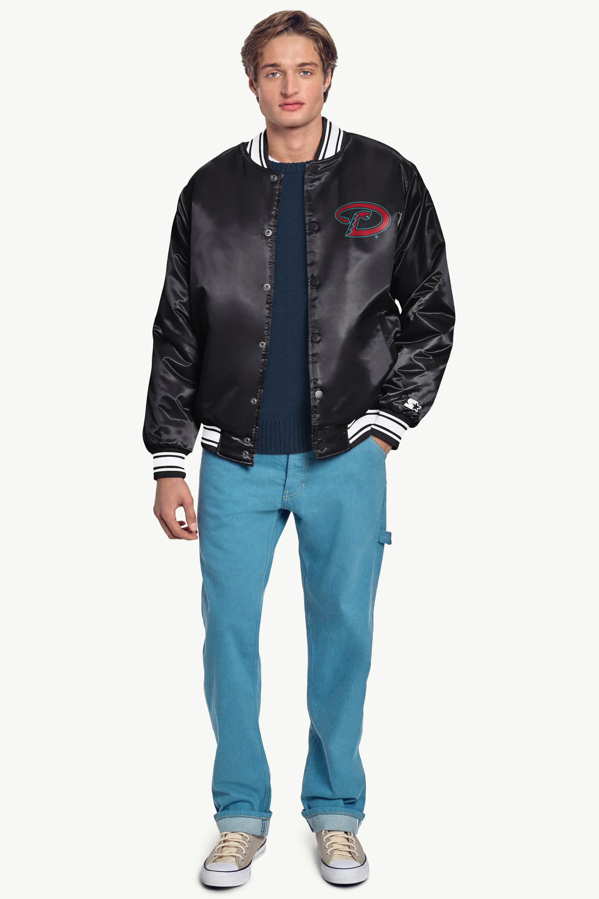 MENS ARIZONA DIAMONDBACKS PRINTED HOMEPLATE SATIN VARSITY JACKET - Image 4