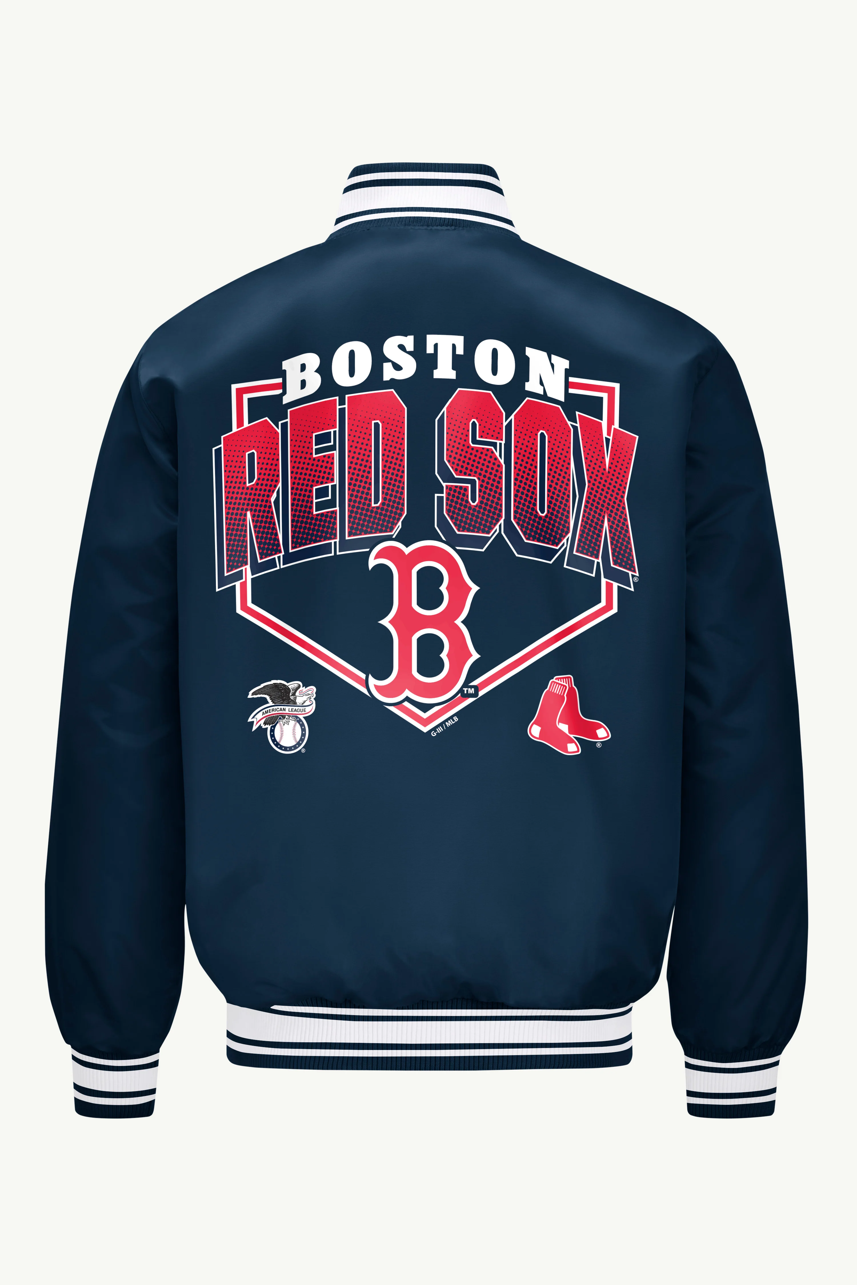 MENS BOSTON RED SOX PRINTED HOMEPLATE SATIN VARSITY JACKET - Image 2
