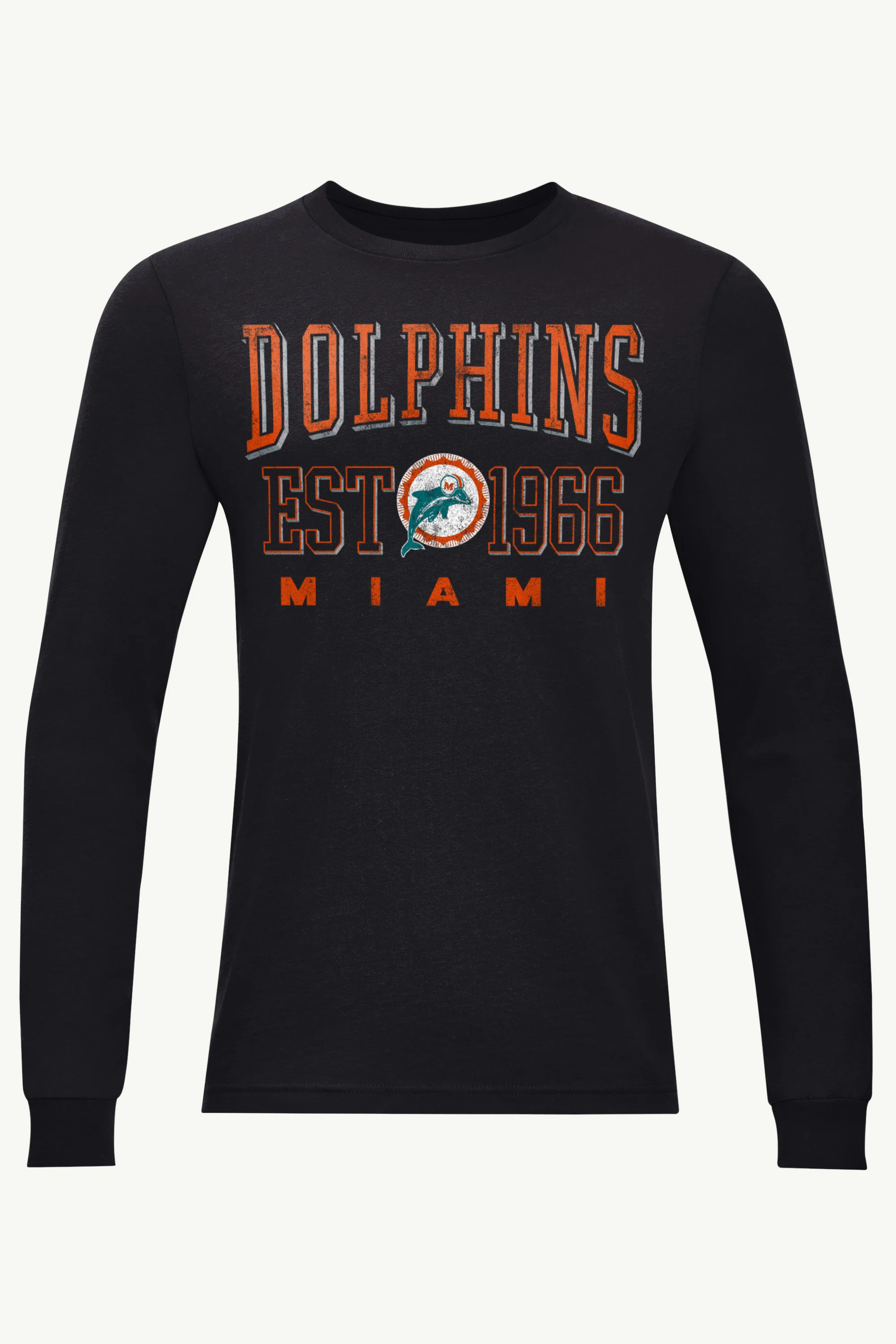 MENS MIAMI DOLPHINS RETRO LONG SLEEVE T SHIRT