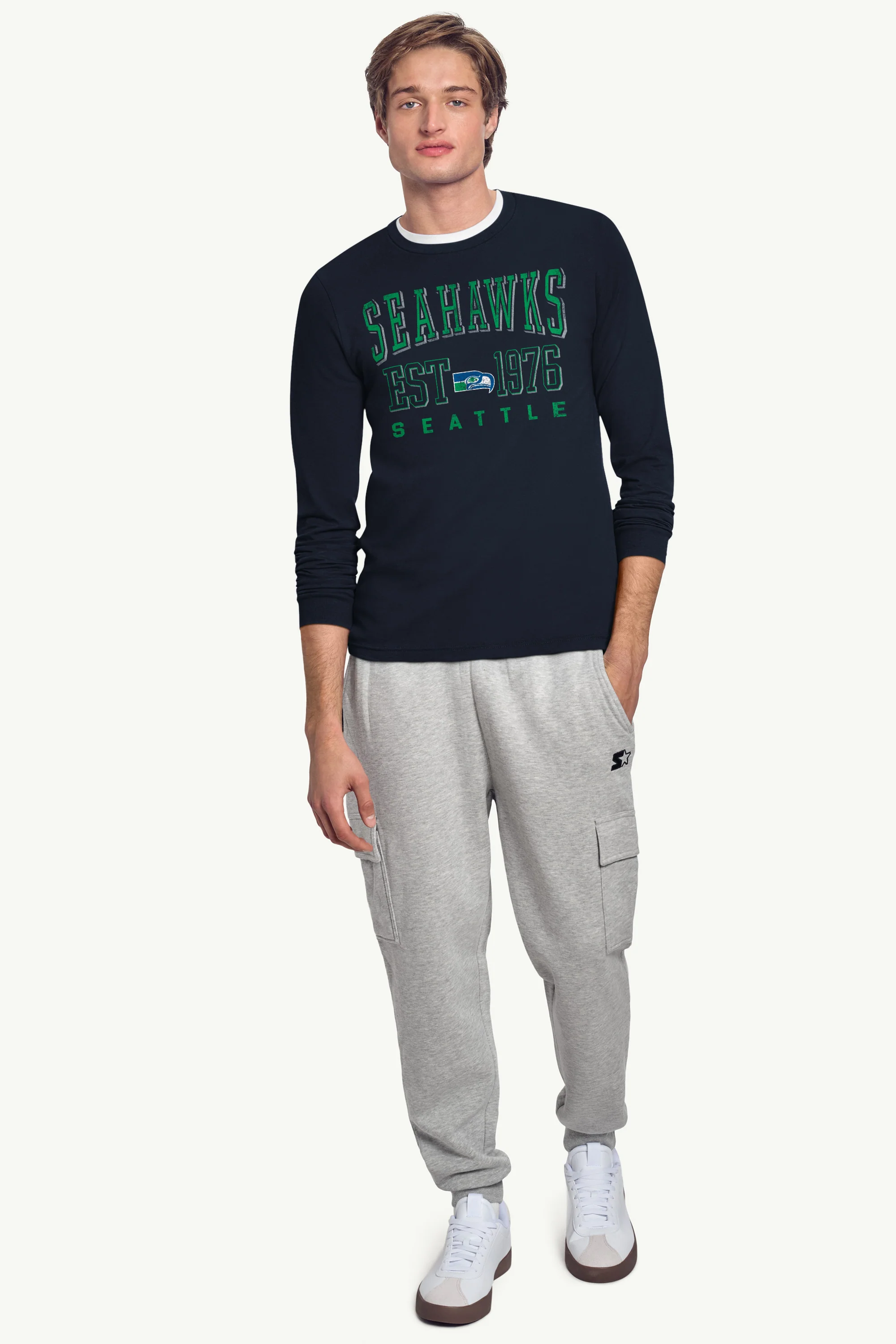 MENS SEATTLE SEAHAWKS RETRO LONG SLEEVE T SHIRT - Image 2