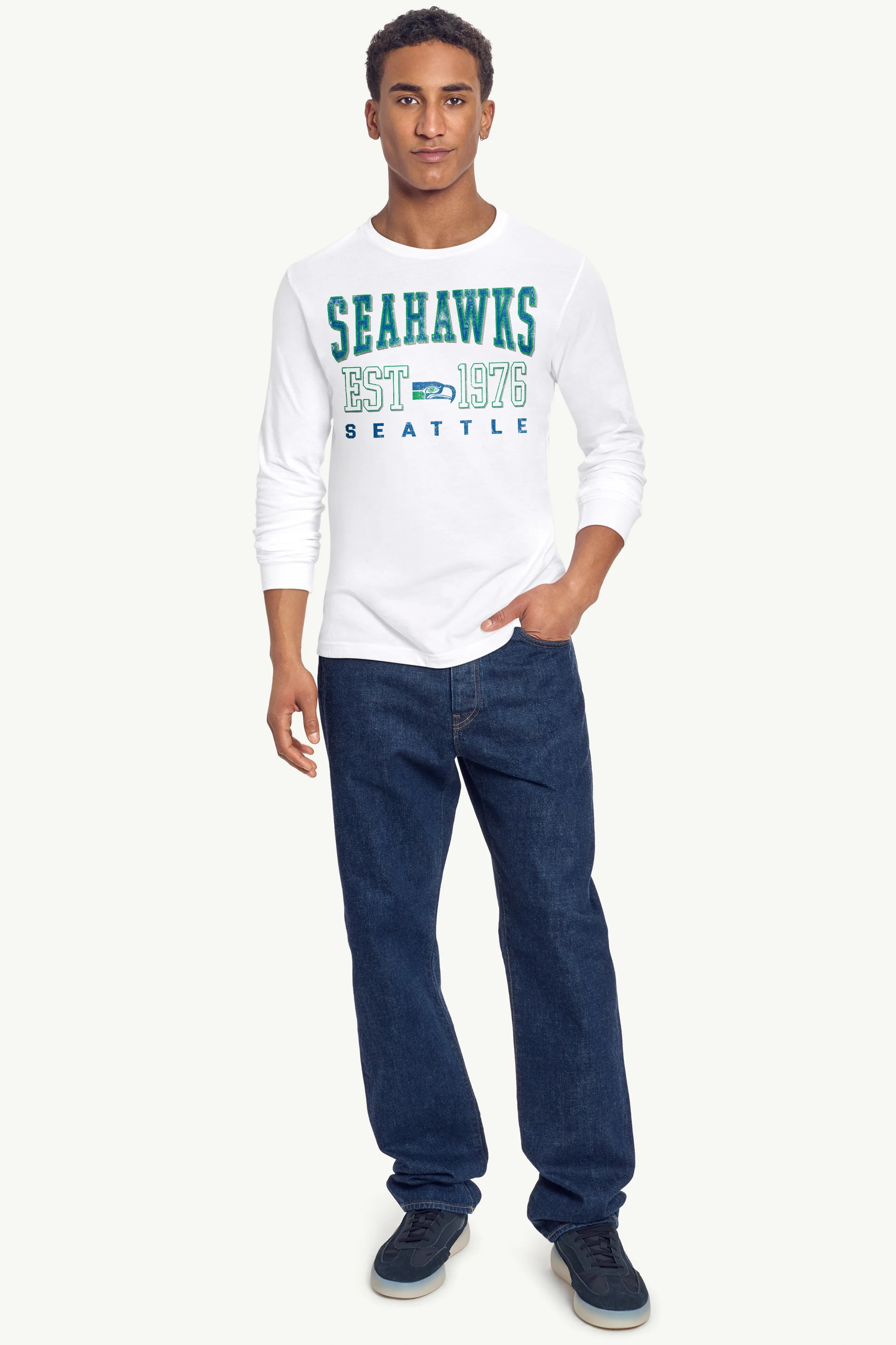 MENS SEATTLE SEAHAWKS RETRO LONG SLEEVE T SHIRT - Image 3