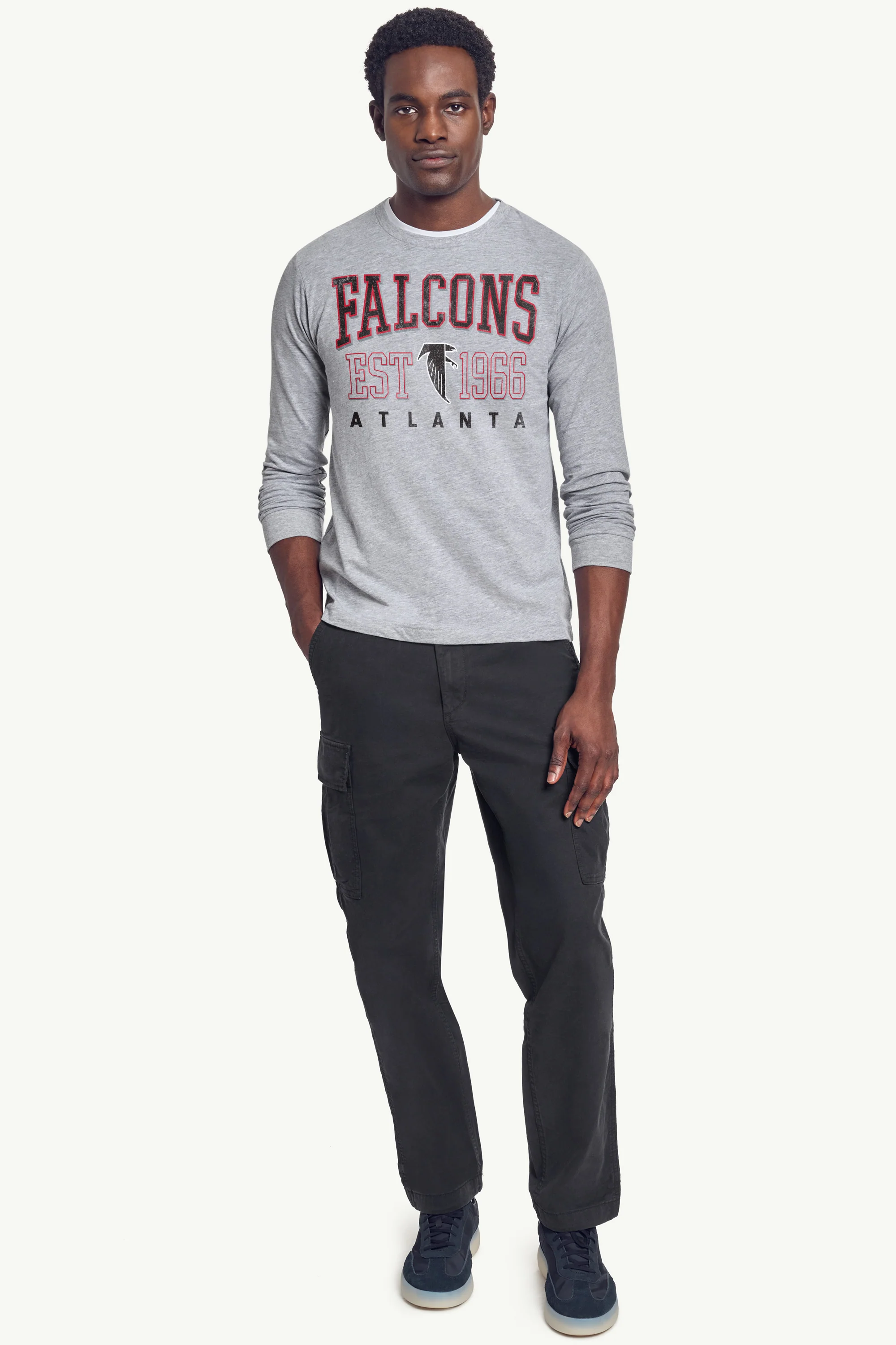 MENS ATLANTA FALCONS RETRO LONG SLEEVE T SHIRT - Image 2