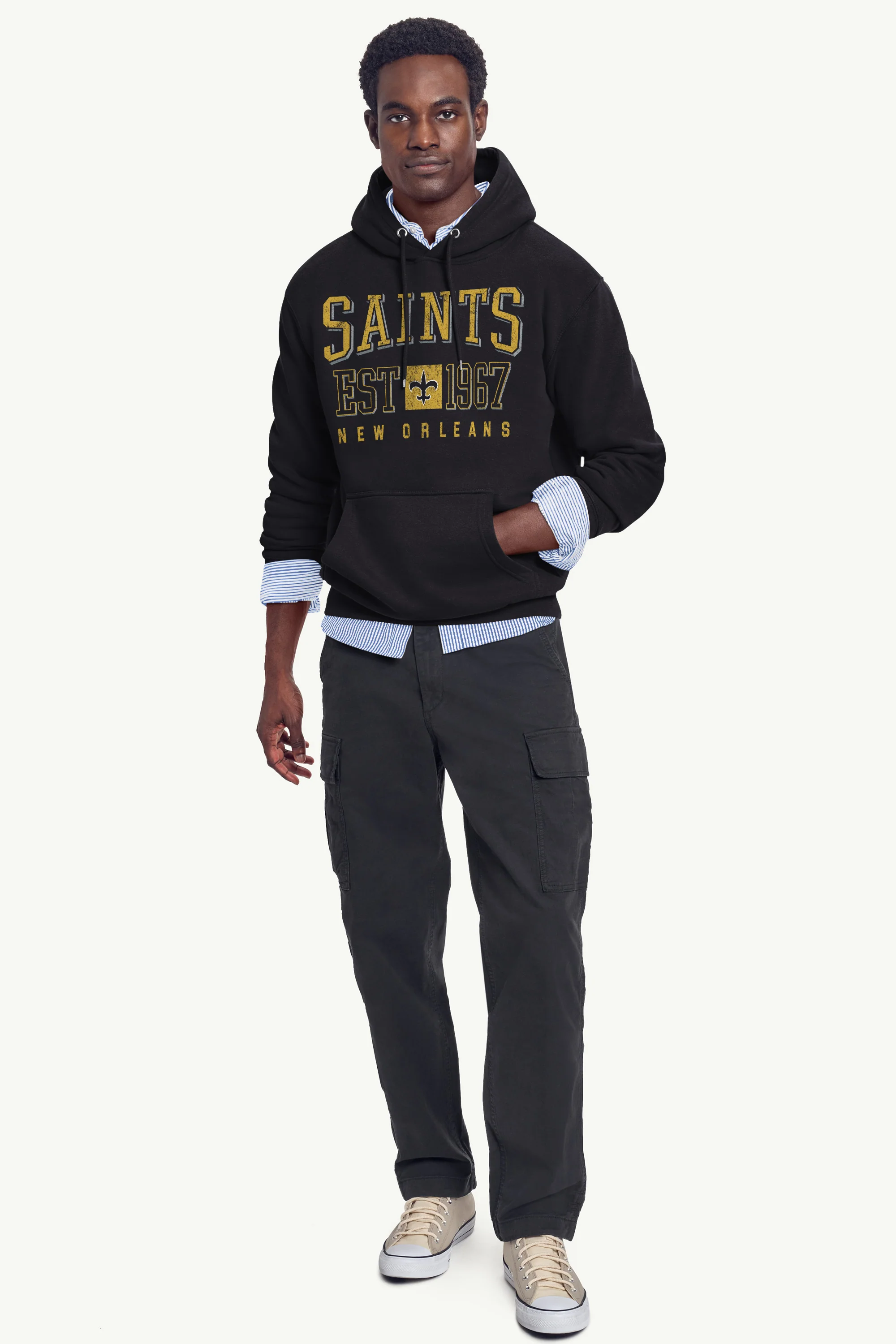 MENS NEW ORLEANS SAINTS RETRO HOODIE - Image 2